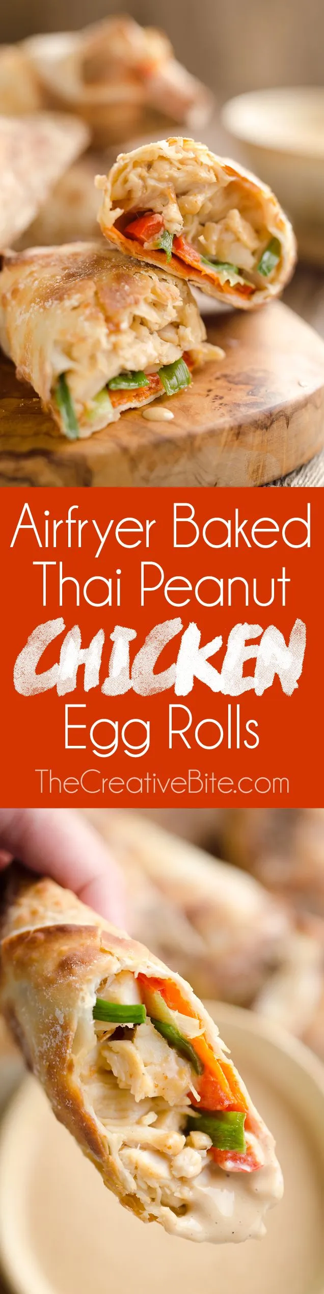Airfryer Baked Thai Peanut Chicken Egg Rolls