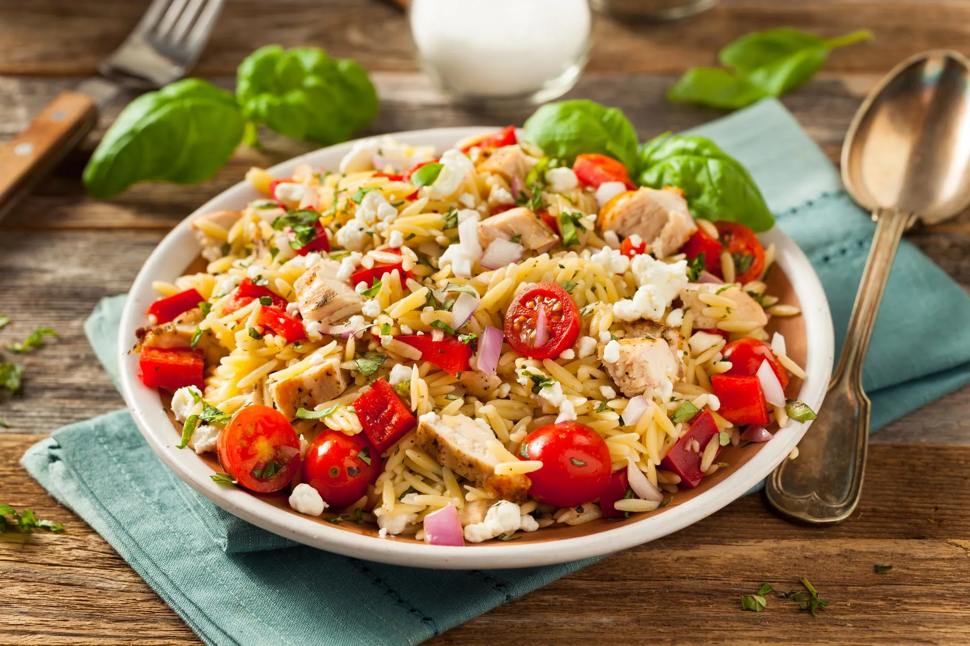 All Seasons Orzo Halloumi and Olive Salad