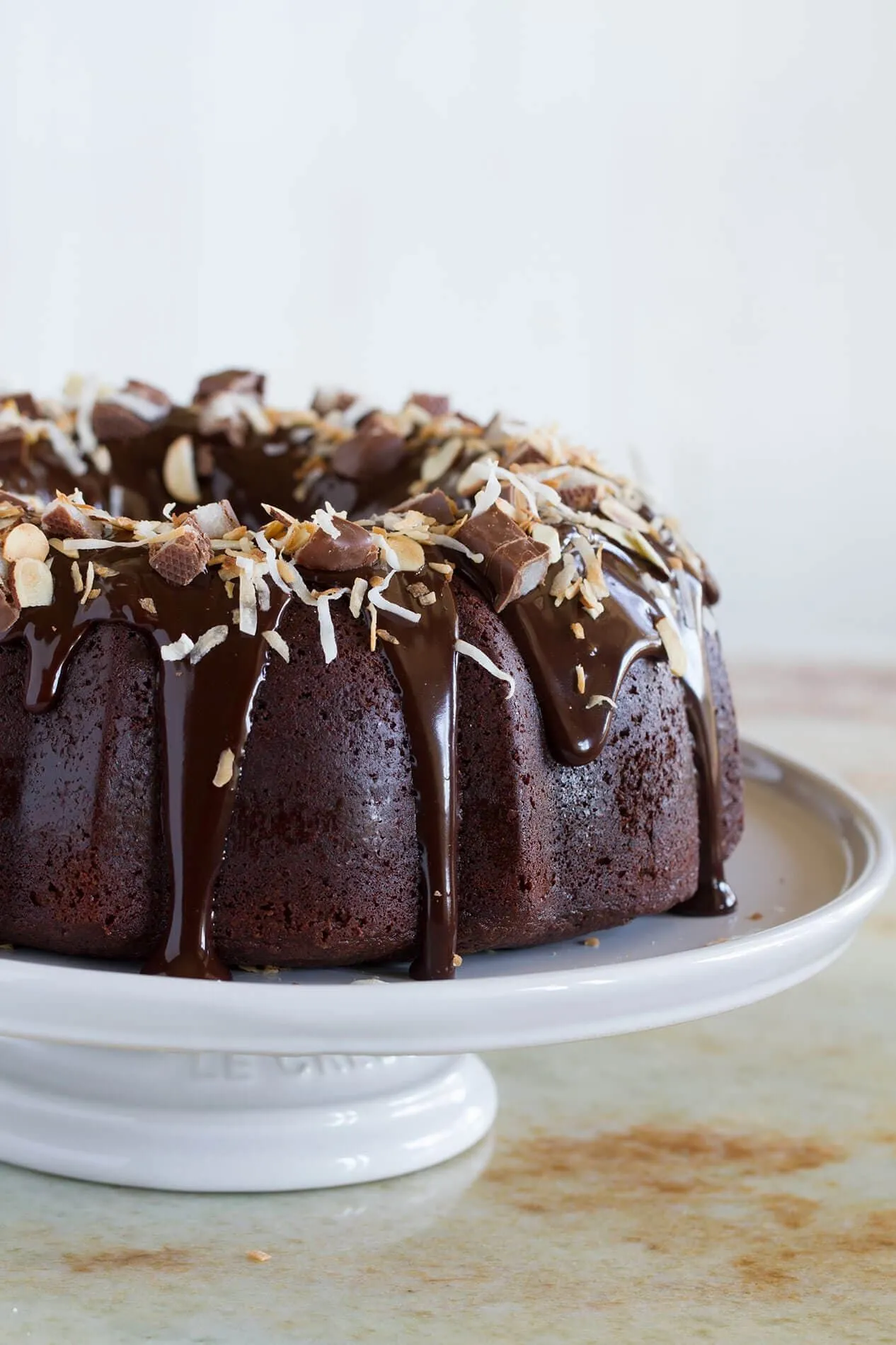 Almond Joy Candy Bar Filled Chocolate Bundt Cake