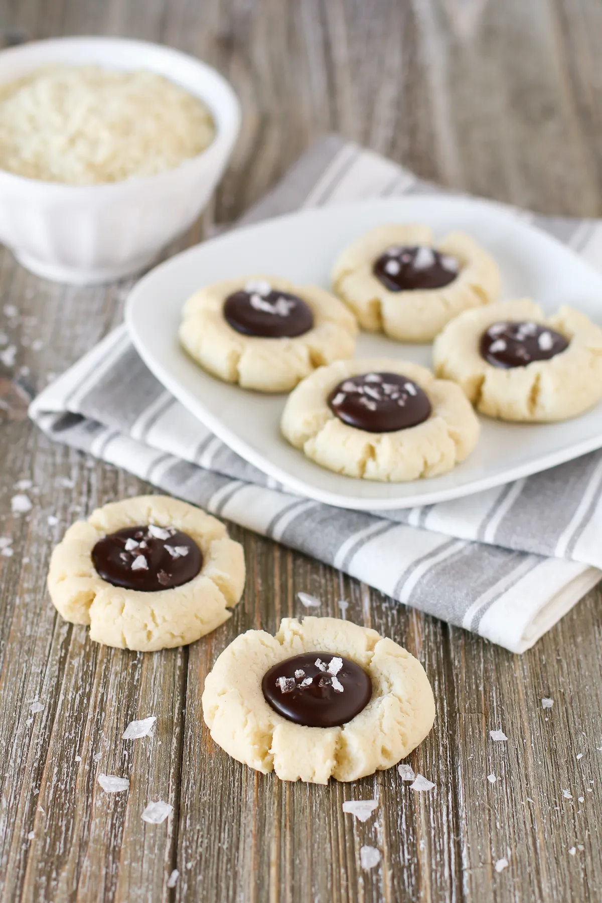 Almond Thumbprint Cookies with Chocolate and Sea Salt