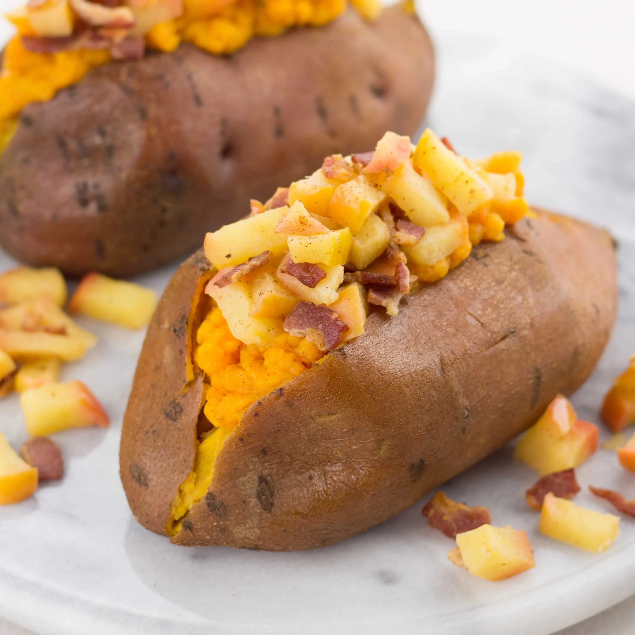 Apple Bacon Stuffed Sweet Potatoes