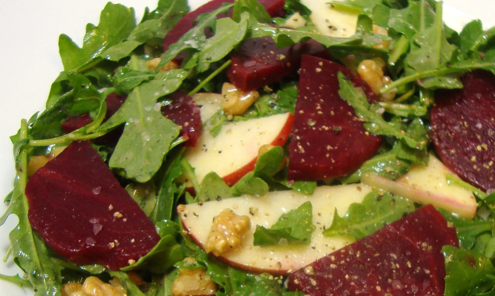 Apple Beet and Walnut Salad with Lemon Miso Vinaigrette