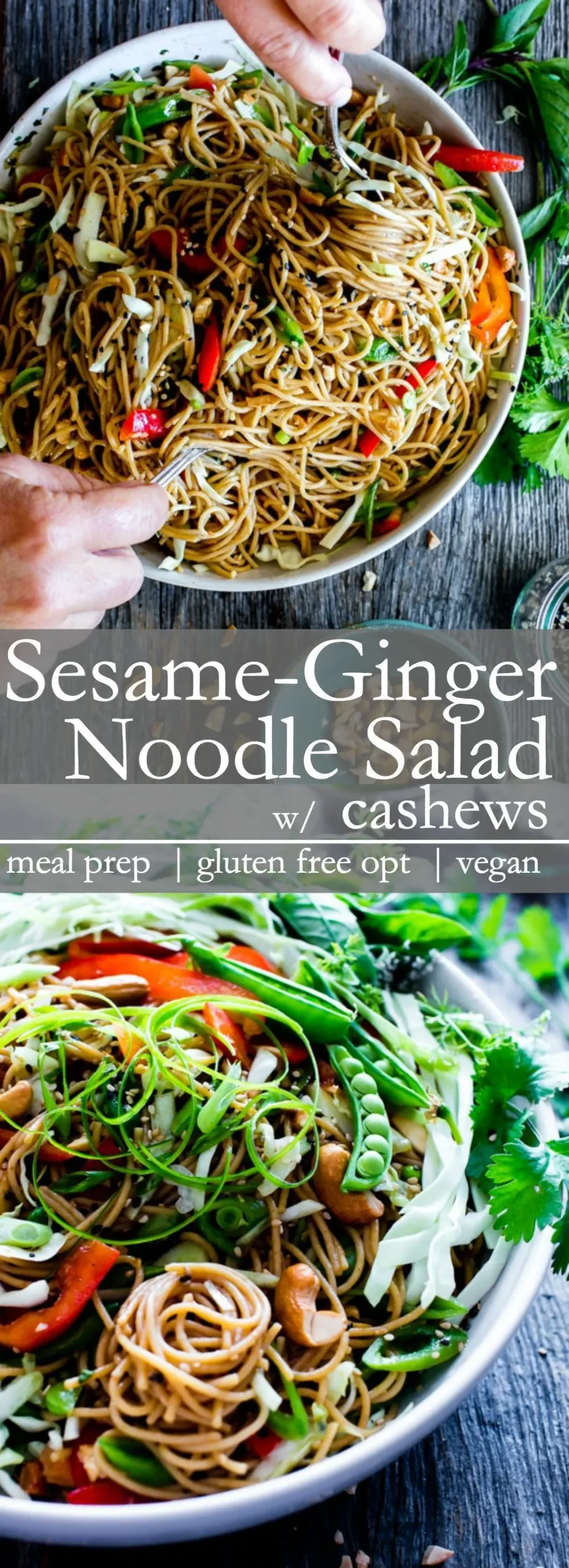 Asian Sesame Ginger Noodle Salad with Cashews