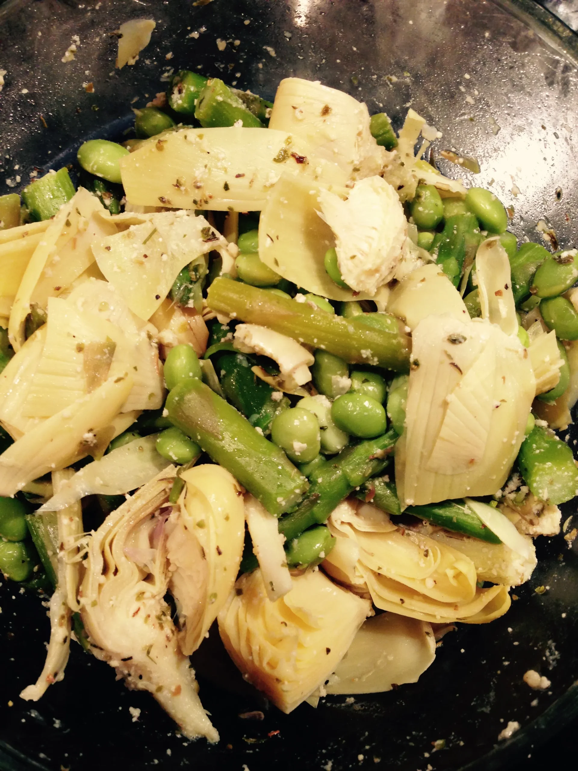 Asparagus Artichoke Edamame Salad