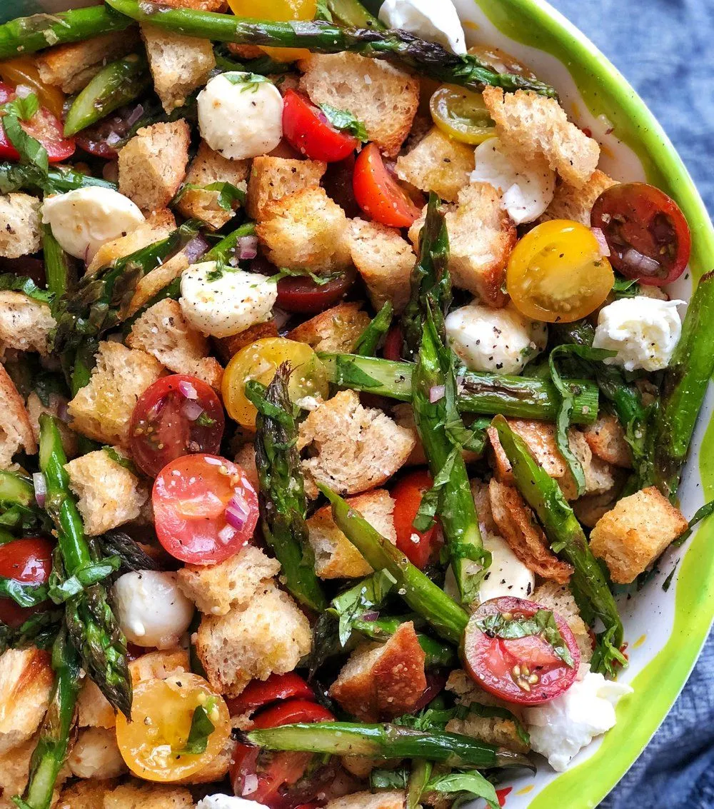 Asparagus Tomato Panzanella Salad