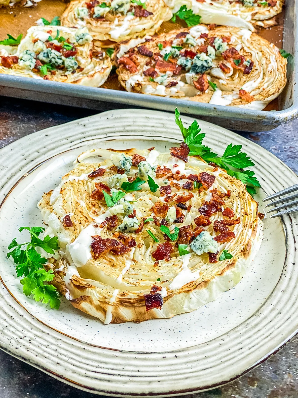 Bacon Bleu Cheese Roasted Cabbage Steaks