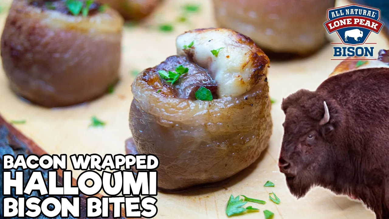 Bacon Wrapped Halloumi Bison Bites