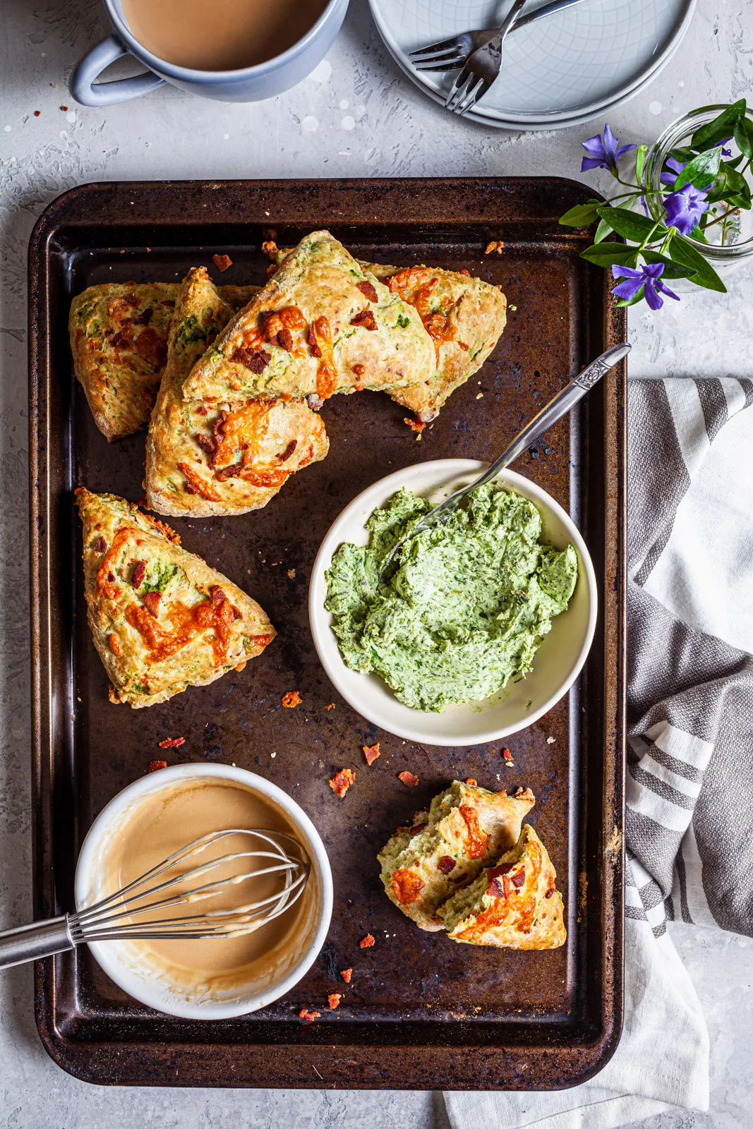 Bacon and Cheddar Scones with a Maple Butter Glaze