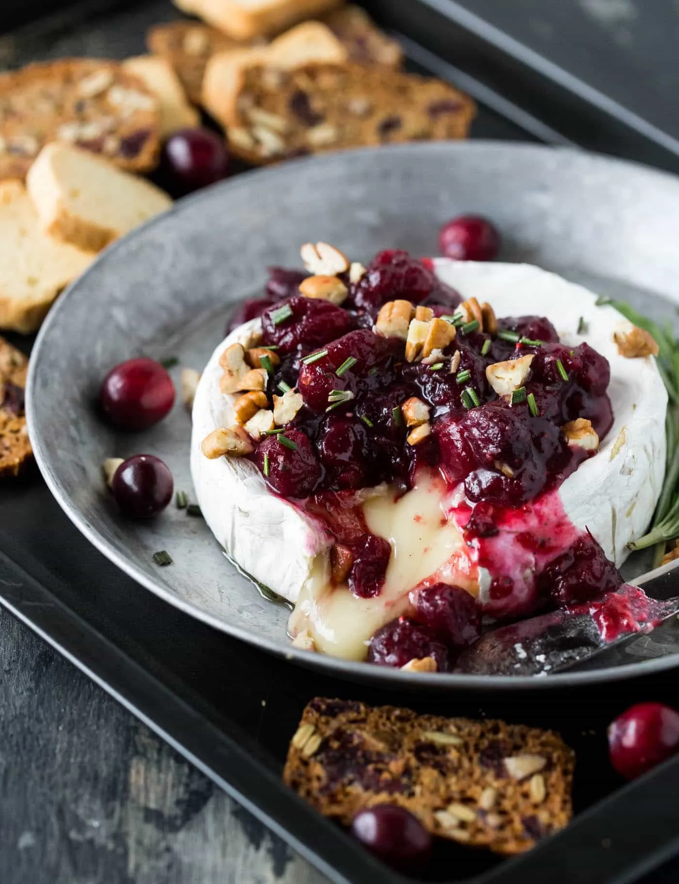 Baked Brie with Cranberries, Pecans, and Pomegranate