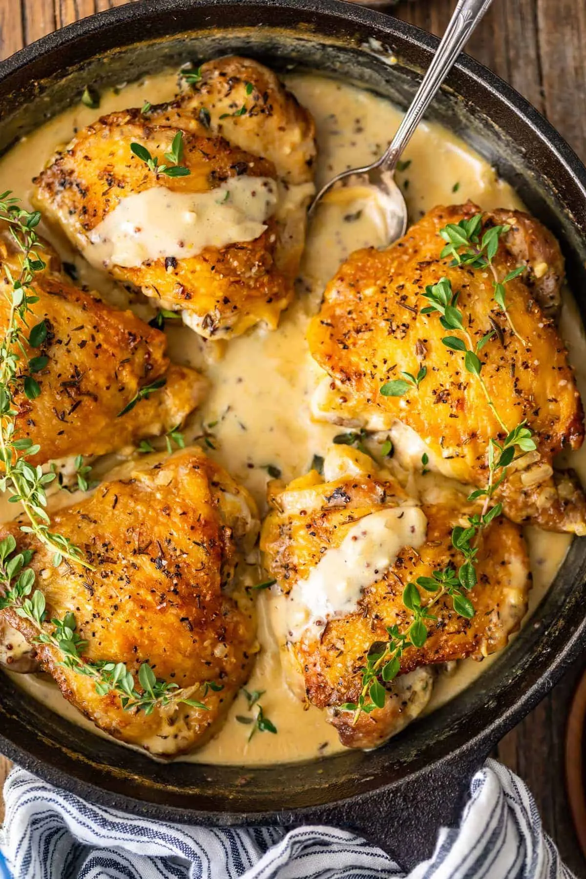 Baked Chicken Breasts with Dijon White Wine Sauce and Haricots Verts