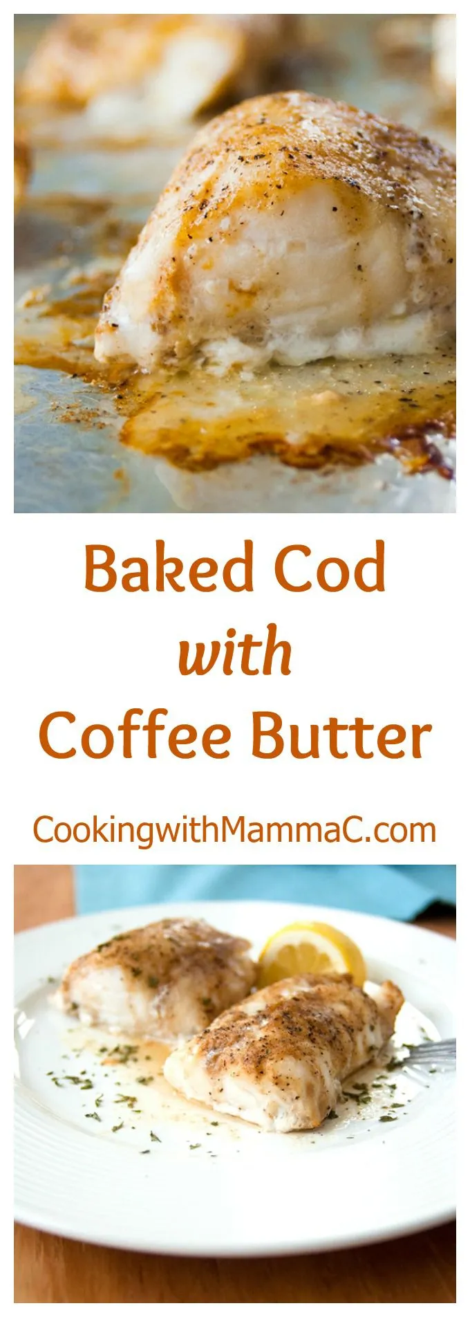 Baked Cod with Coffee Butter