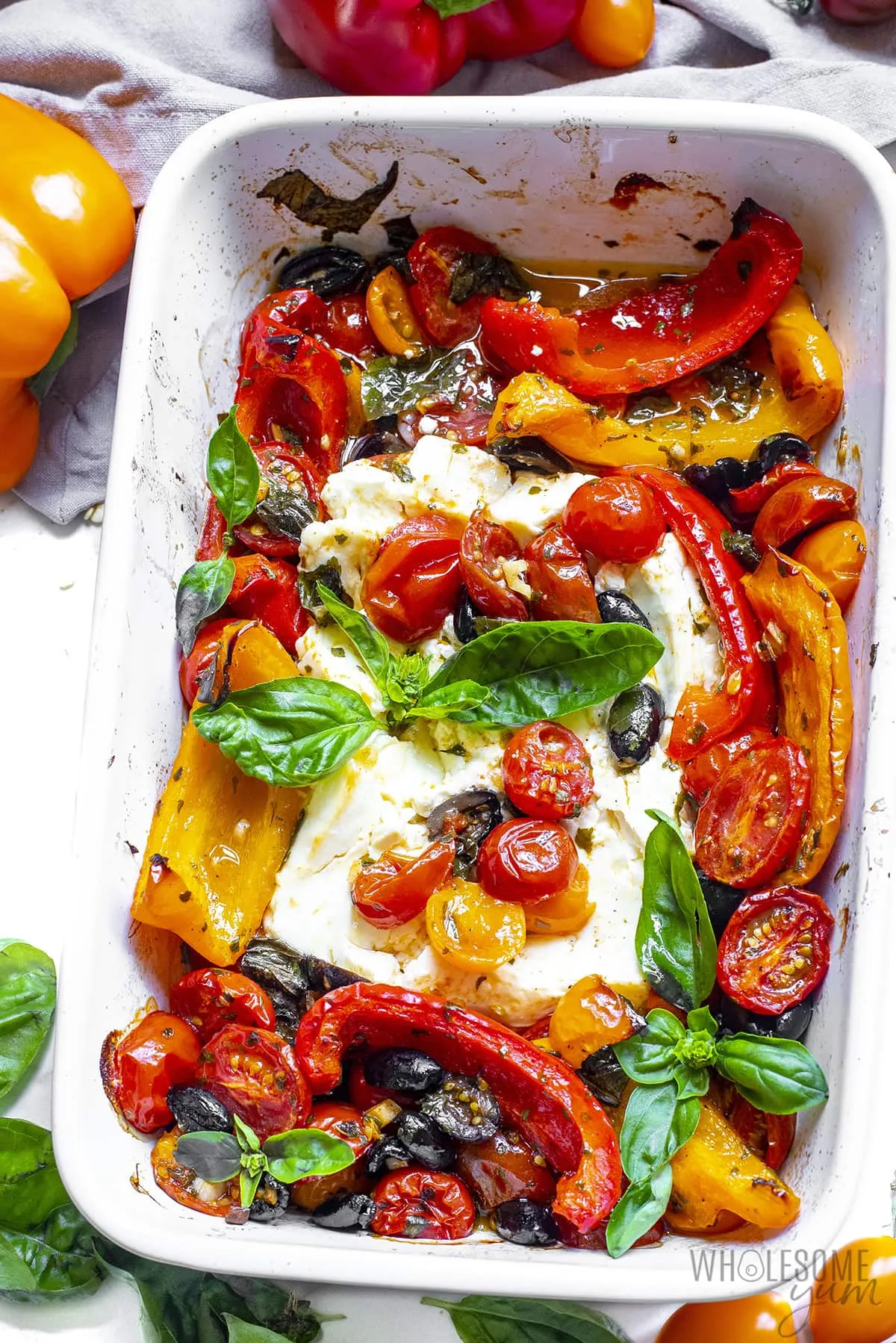 Baked Feta Cheese and Mediterranean Veggies