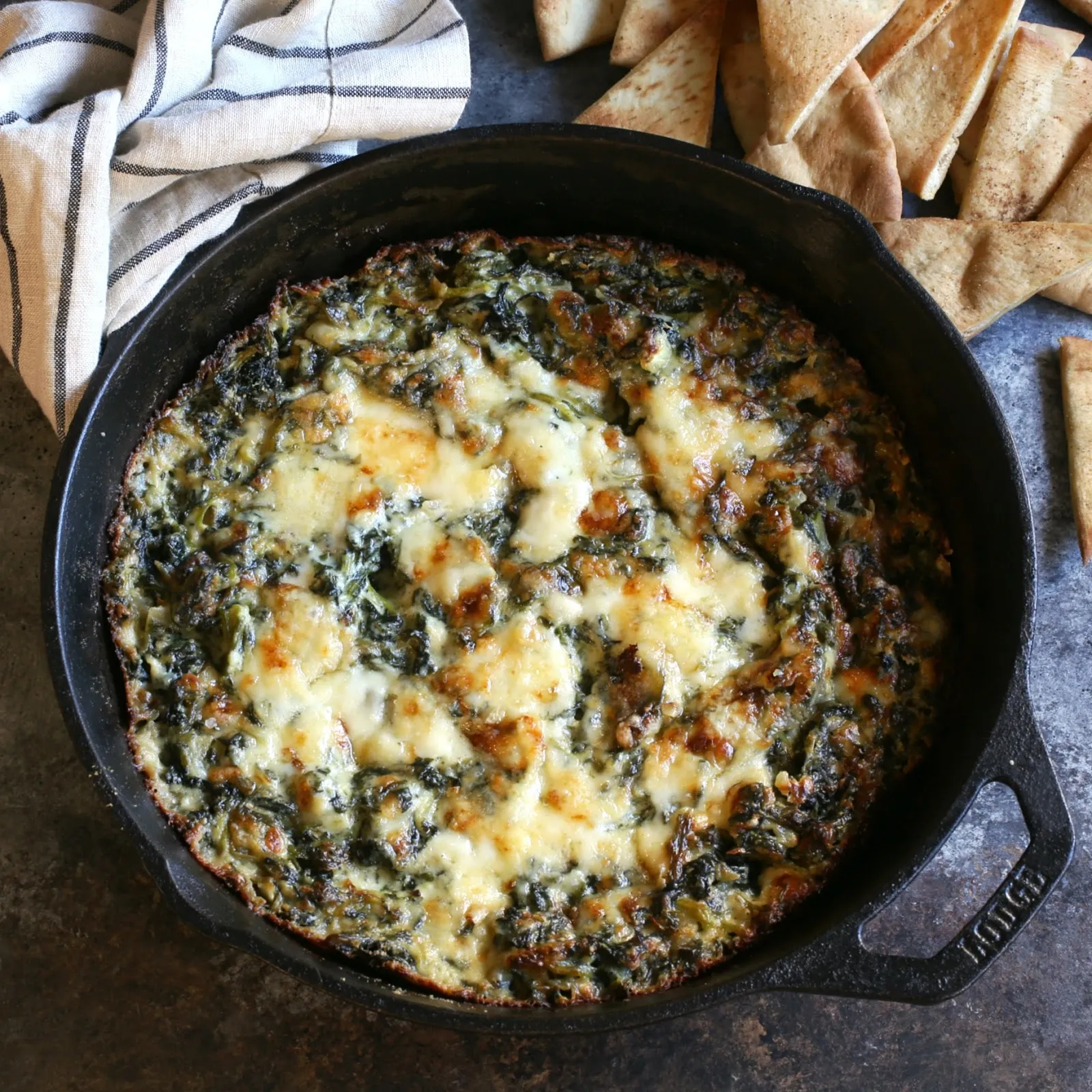 Baked Spinach with Three Cheeses