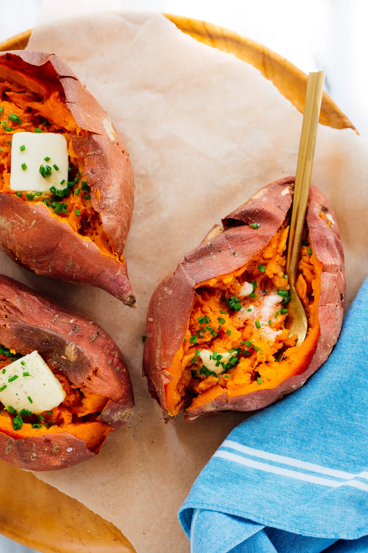 Baked Sweet Potatoes with Green Onions