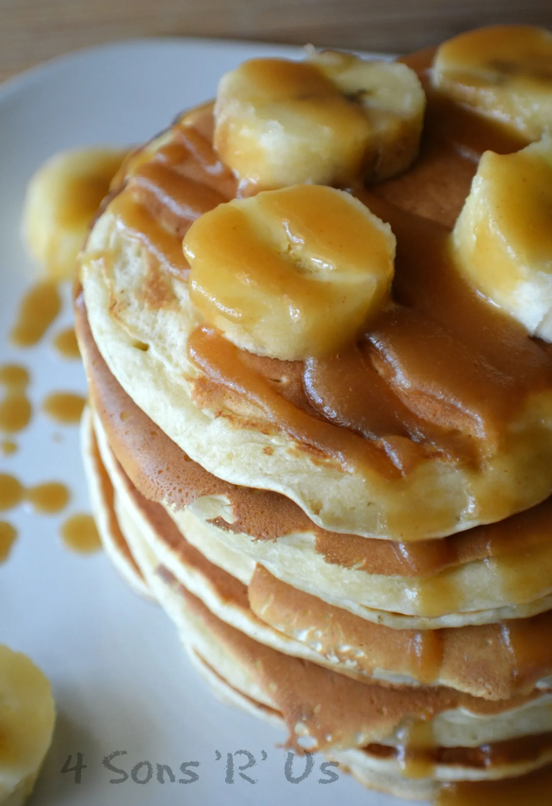 Banana Pancakes with Peanut Butter Syrup
