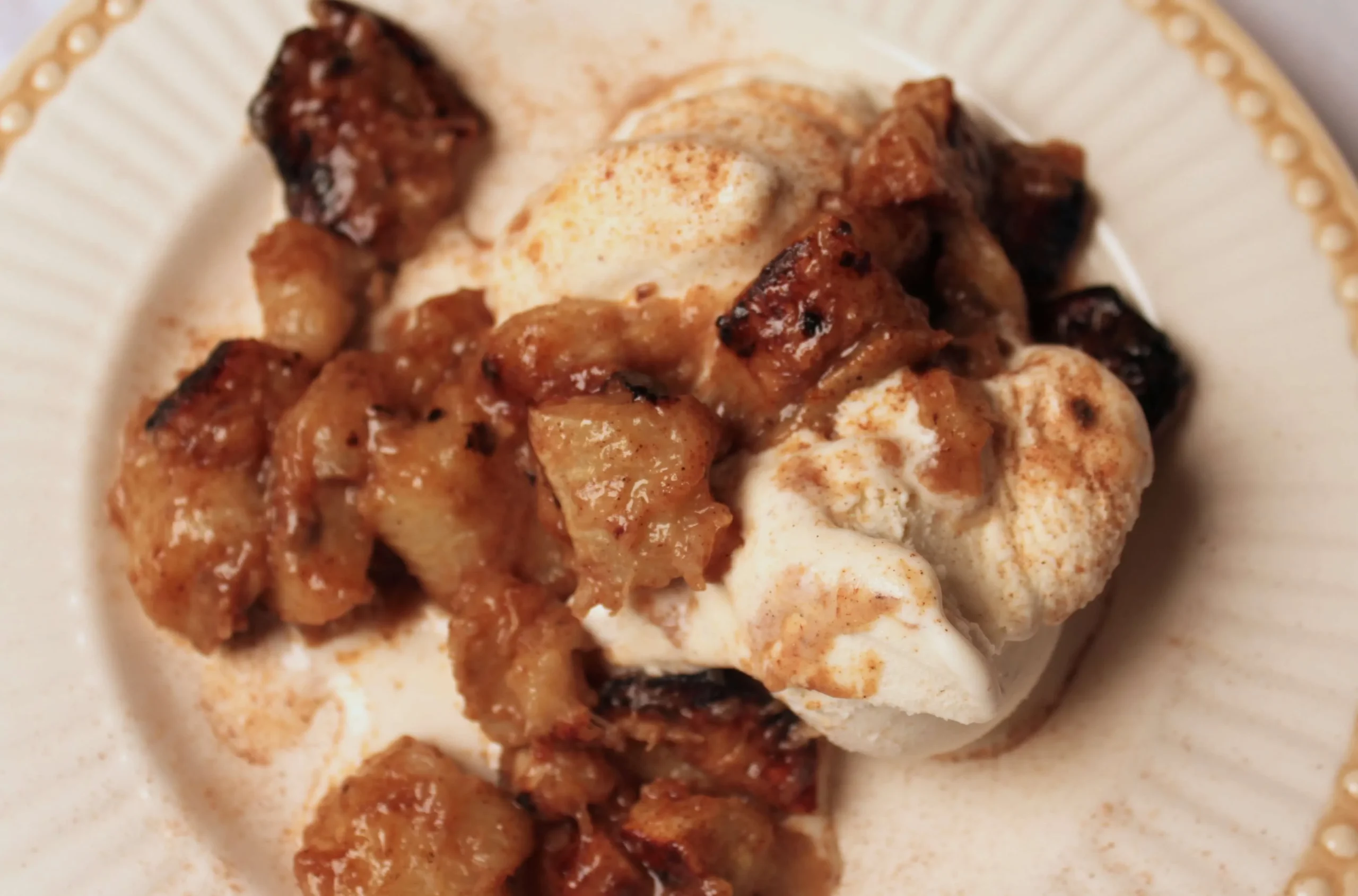 Banana Rum Salsa over Ice Cream in Tortilla Baskets