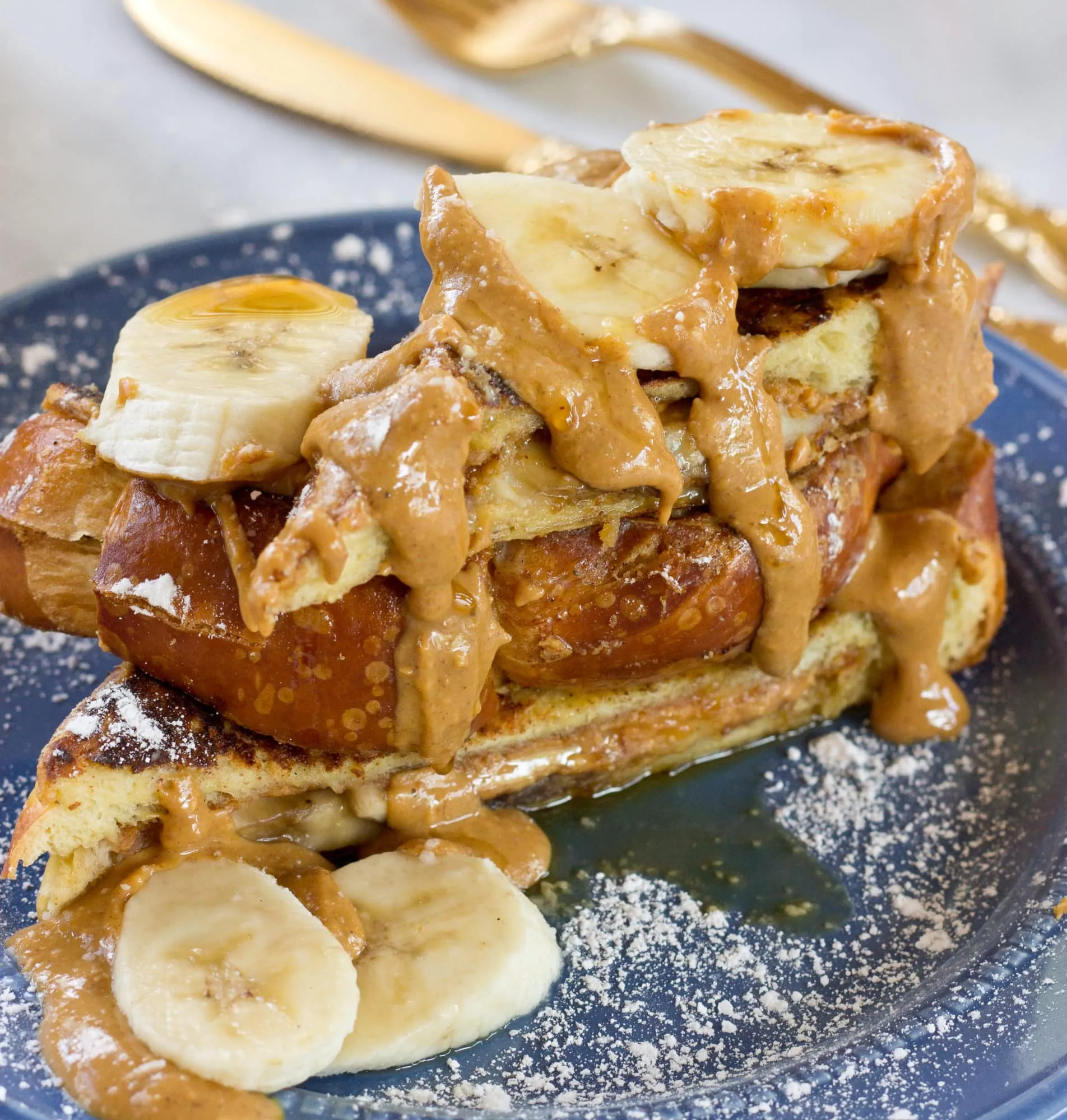 Banana and Salted Caramel Stuffed French Toast Sandwich