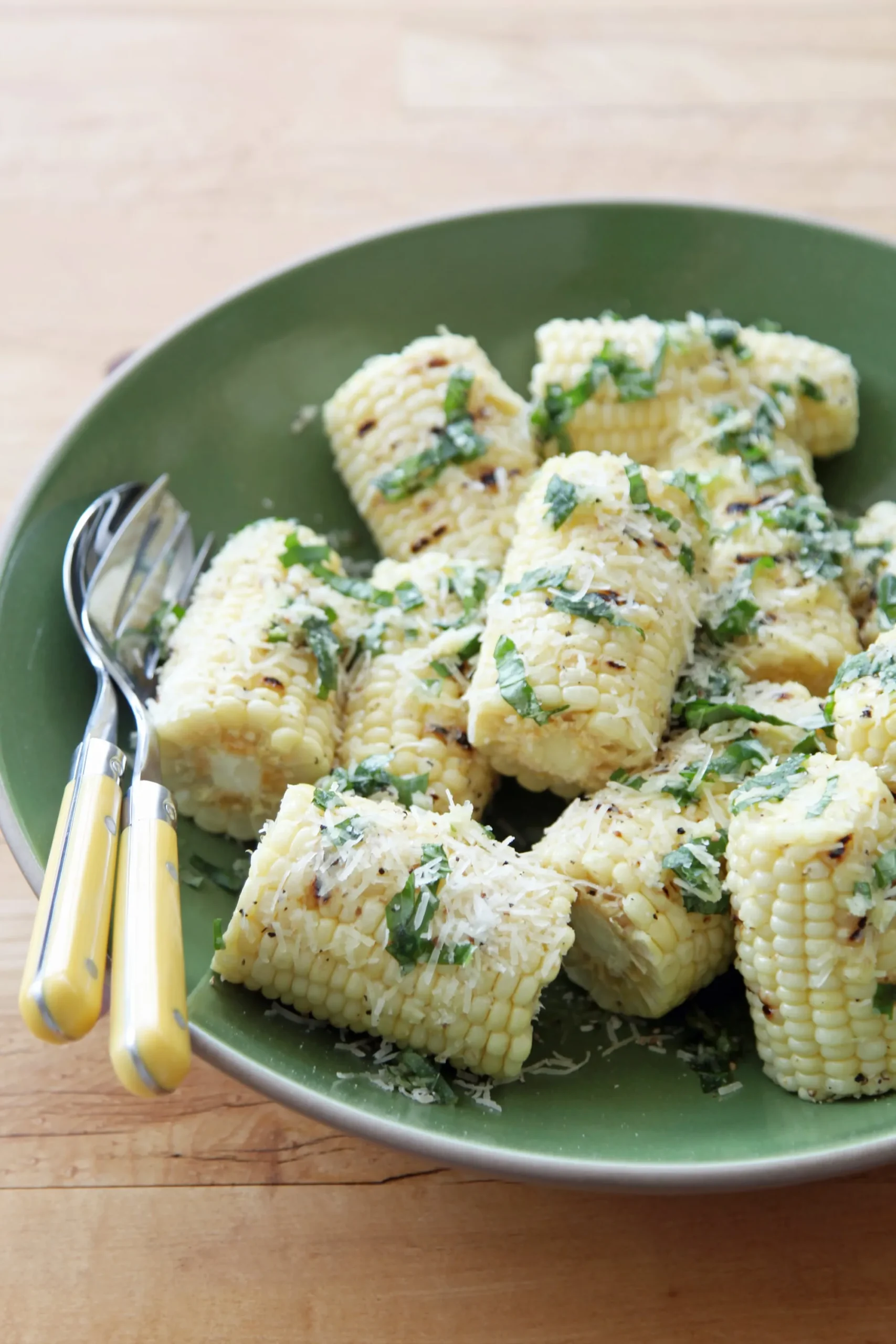 Basil Parmesan Grilled Corn Cob