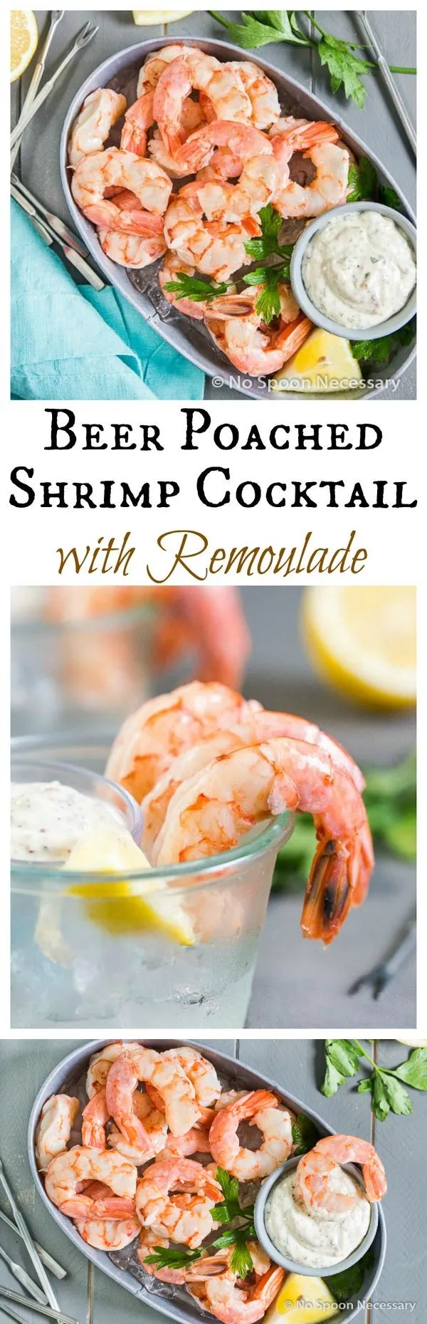 Beer Poached Shrimp Cocktail with Remoulade