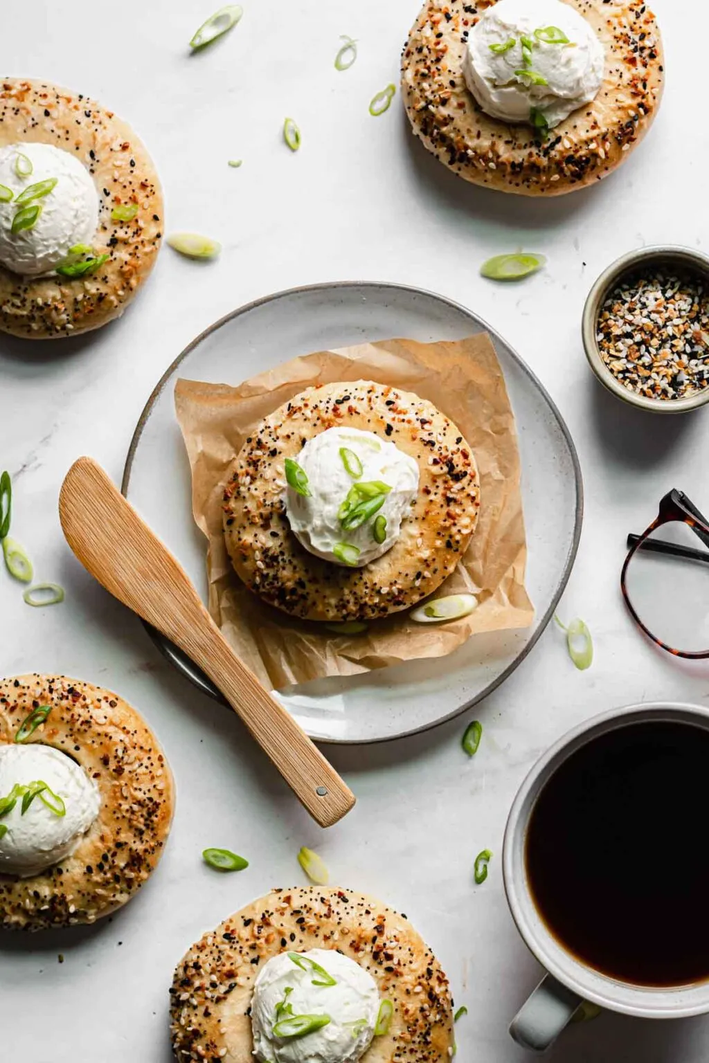 Bialy Bagels with Everything Seasoning