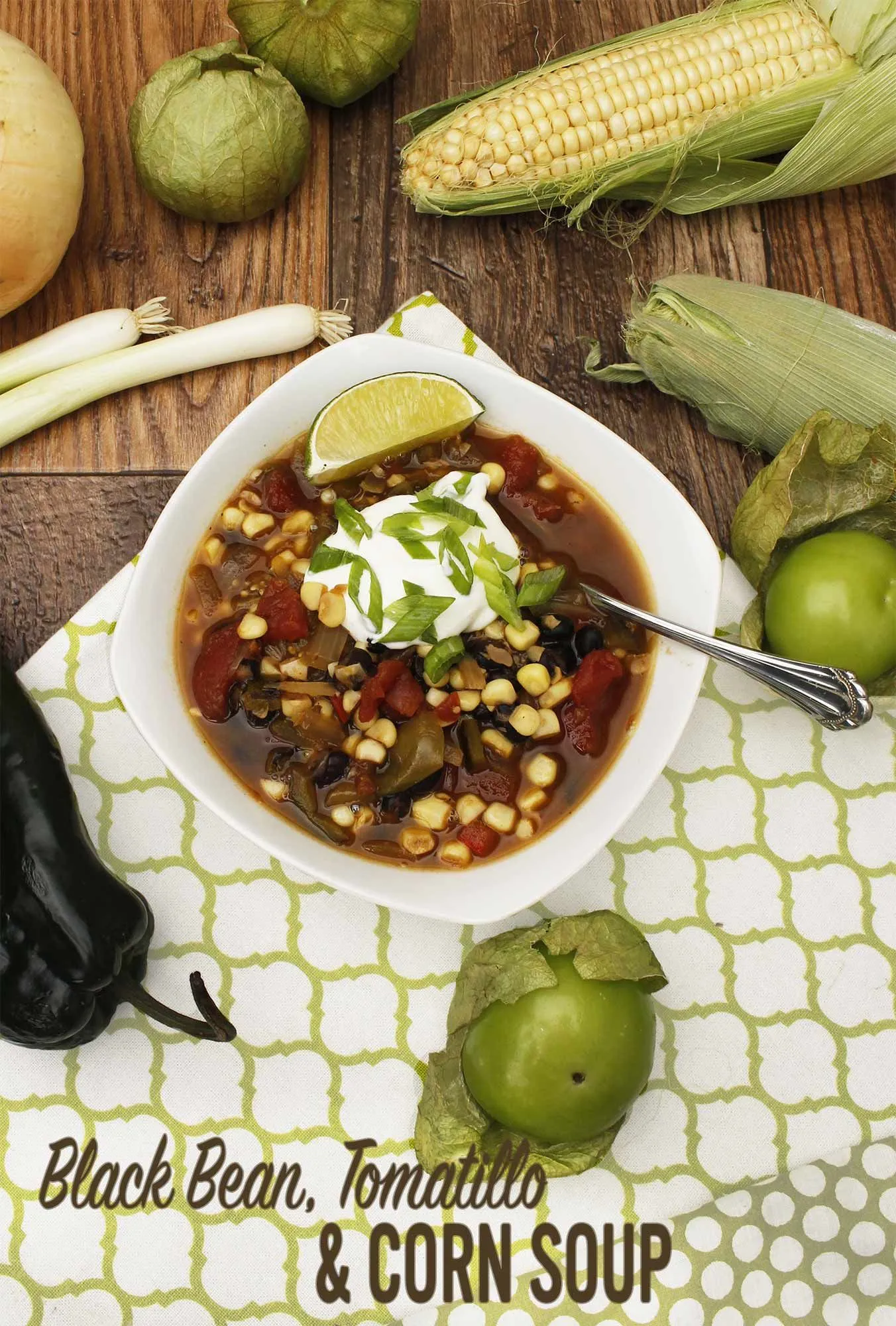 Black Bean Tomatillo and Corn Soup