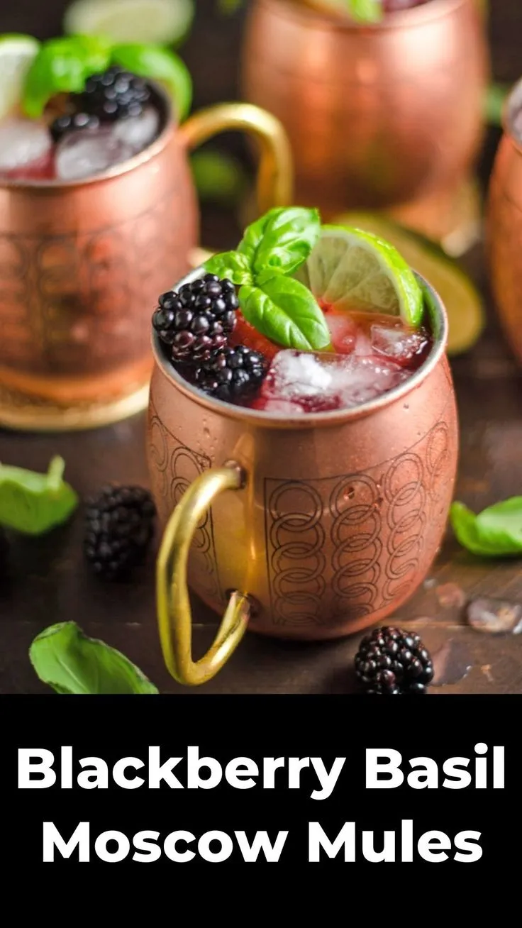 Blackberry Basil Moscow Mules