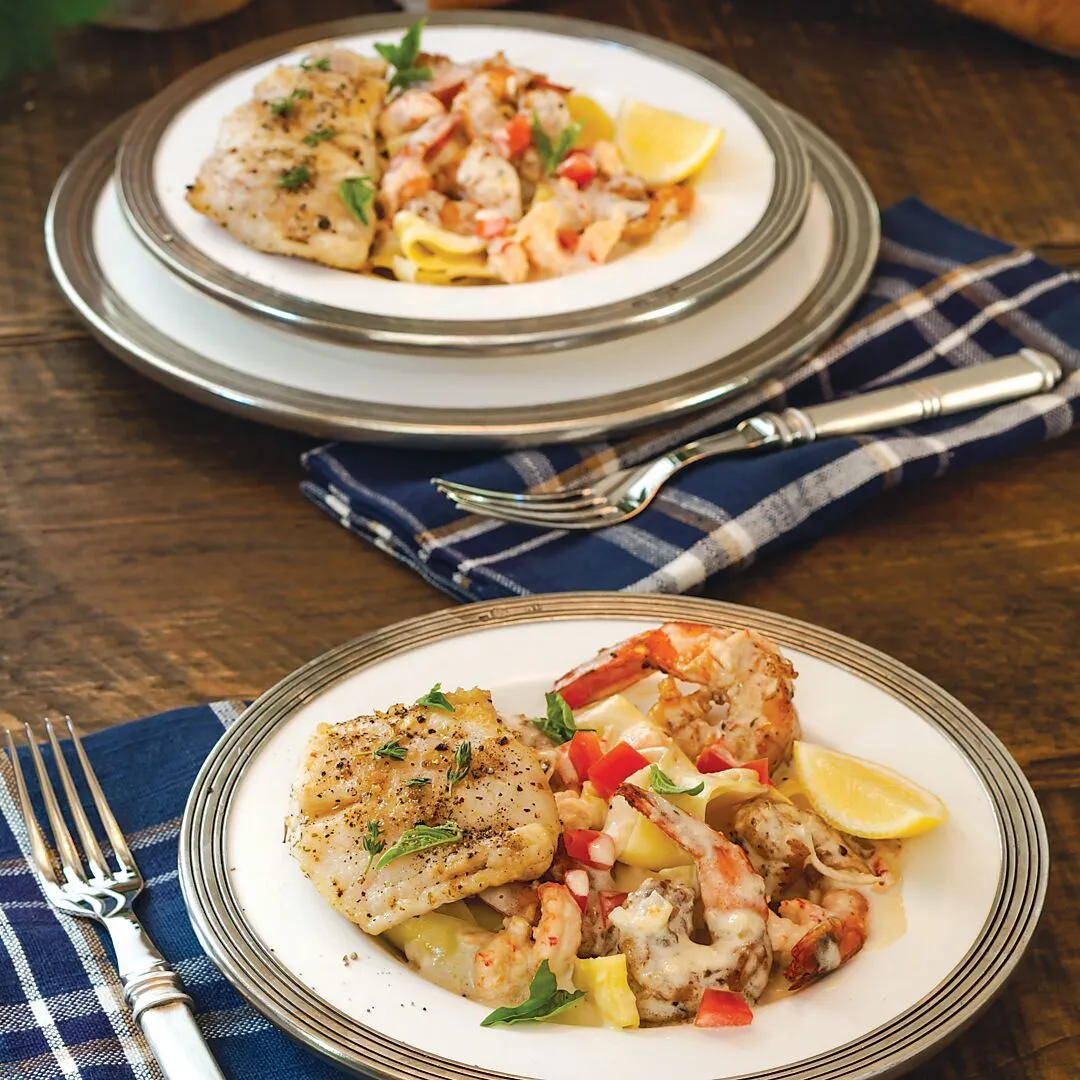 Blackened Shrimp Crawfish Pasta Lemony Redfish