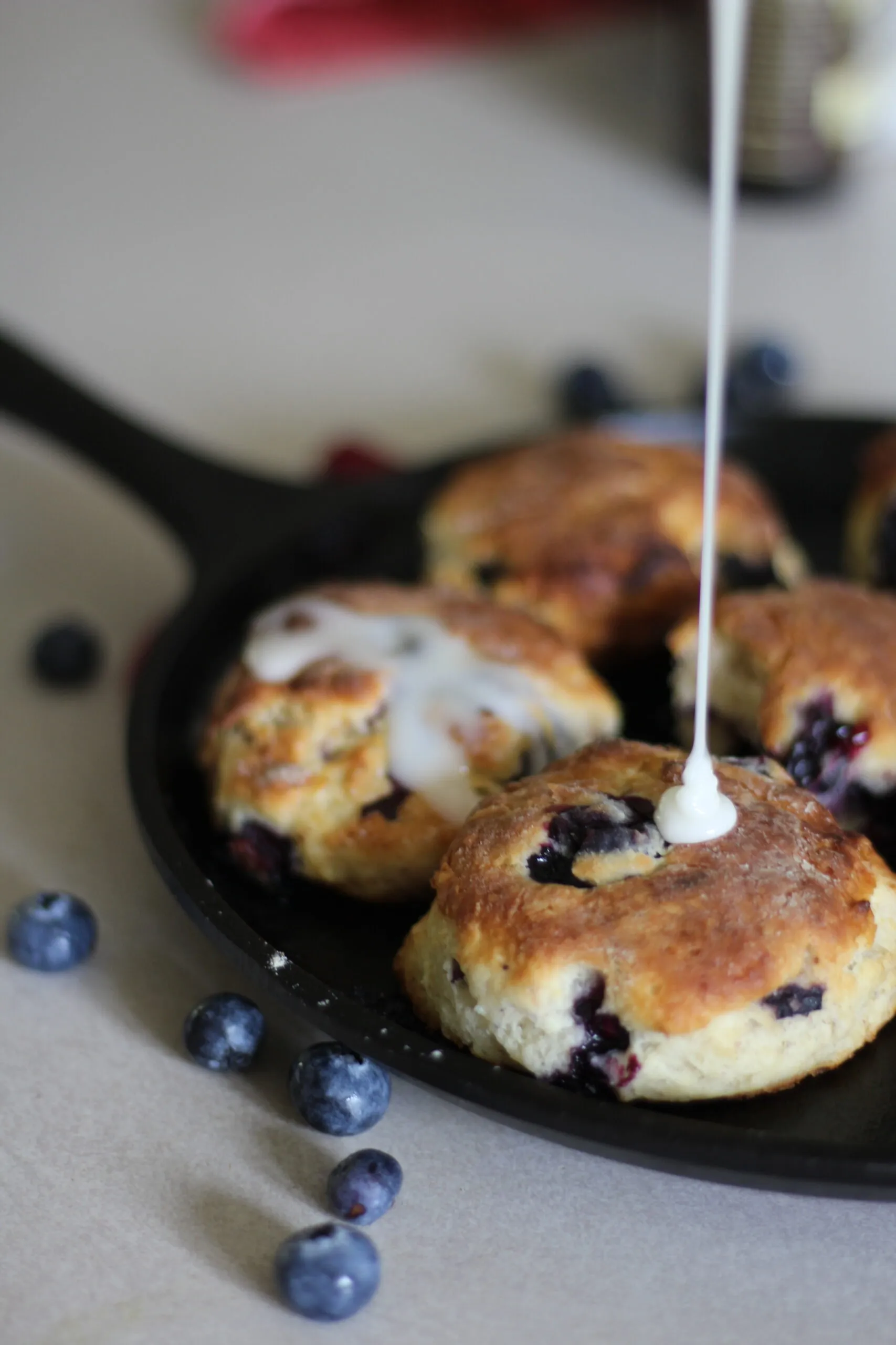 Blueberry Buttermilk Biscuits with Vanilla Buttercream Frosting