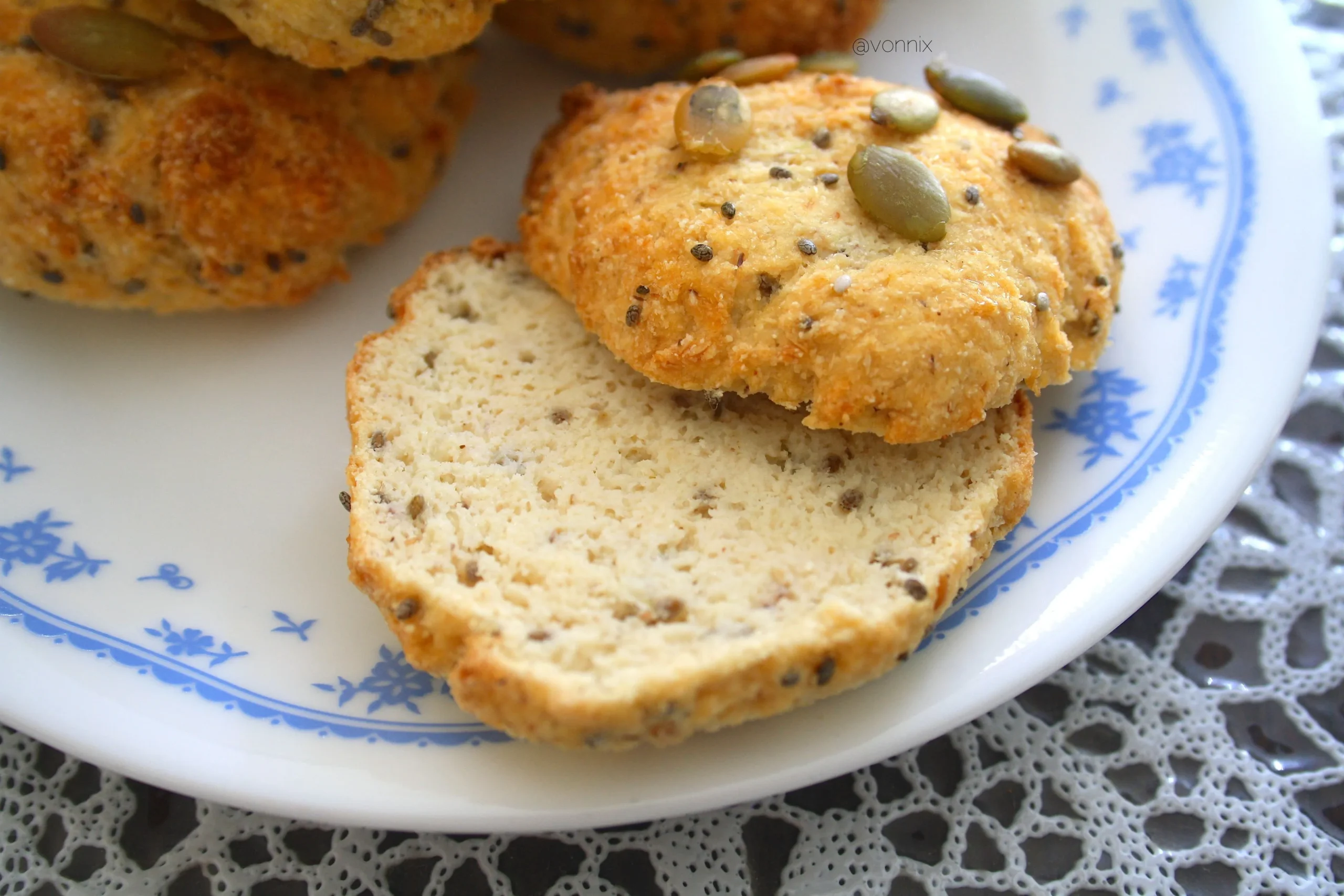 Bread Rolls with Olives, Chia Seeds and Crushed Black Pepper