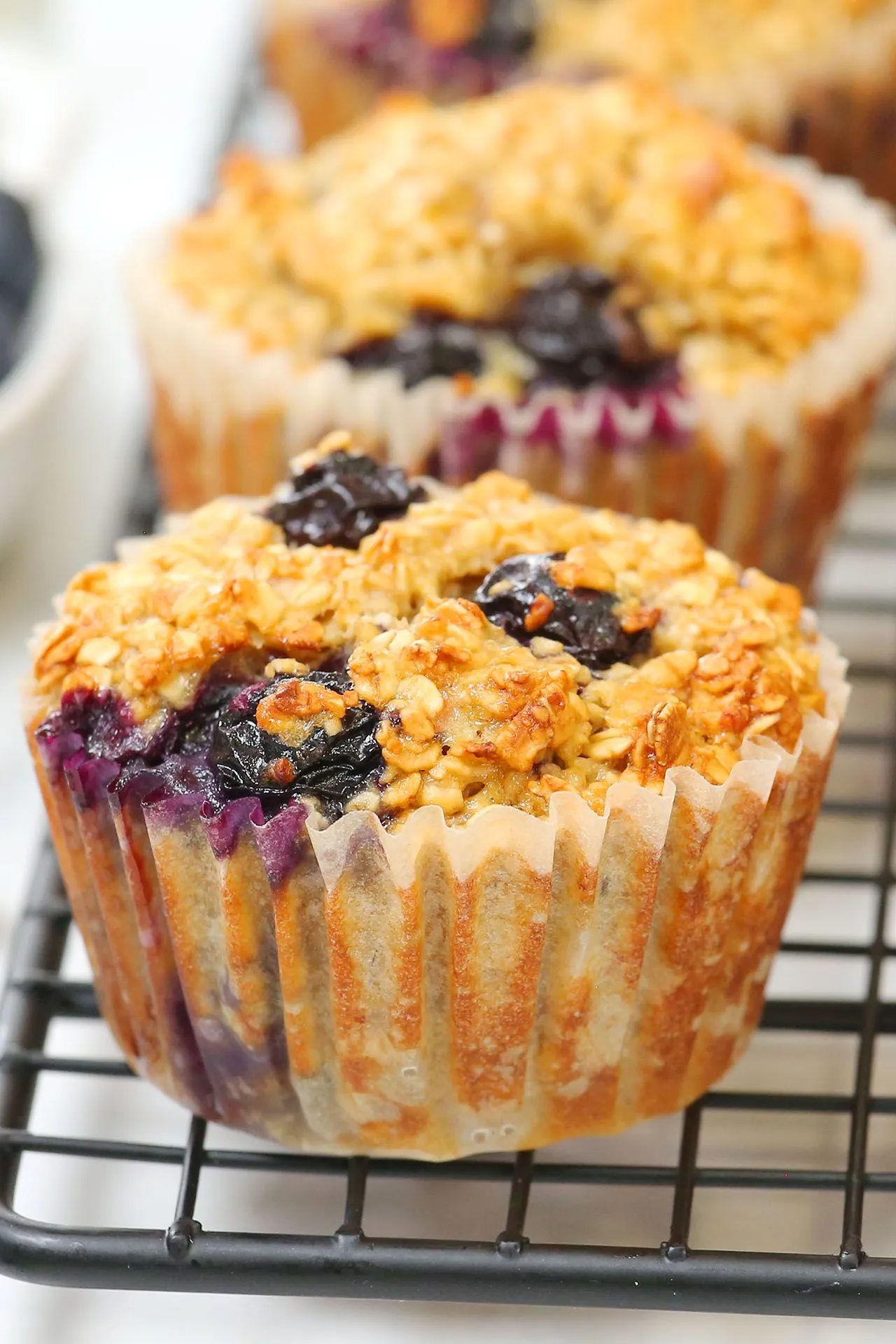 Breakfast Blueberry Oatmeal Muffins