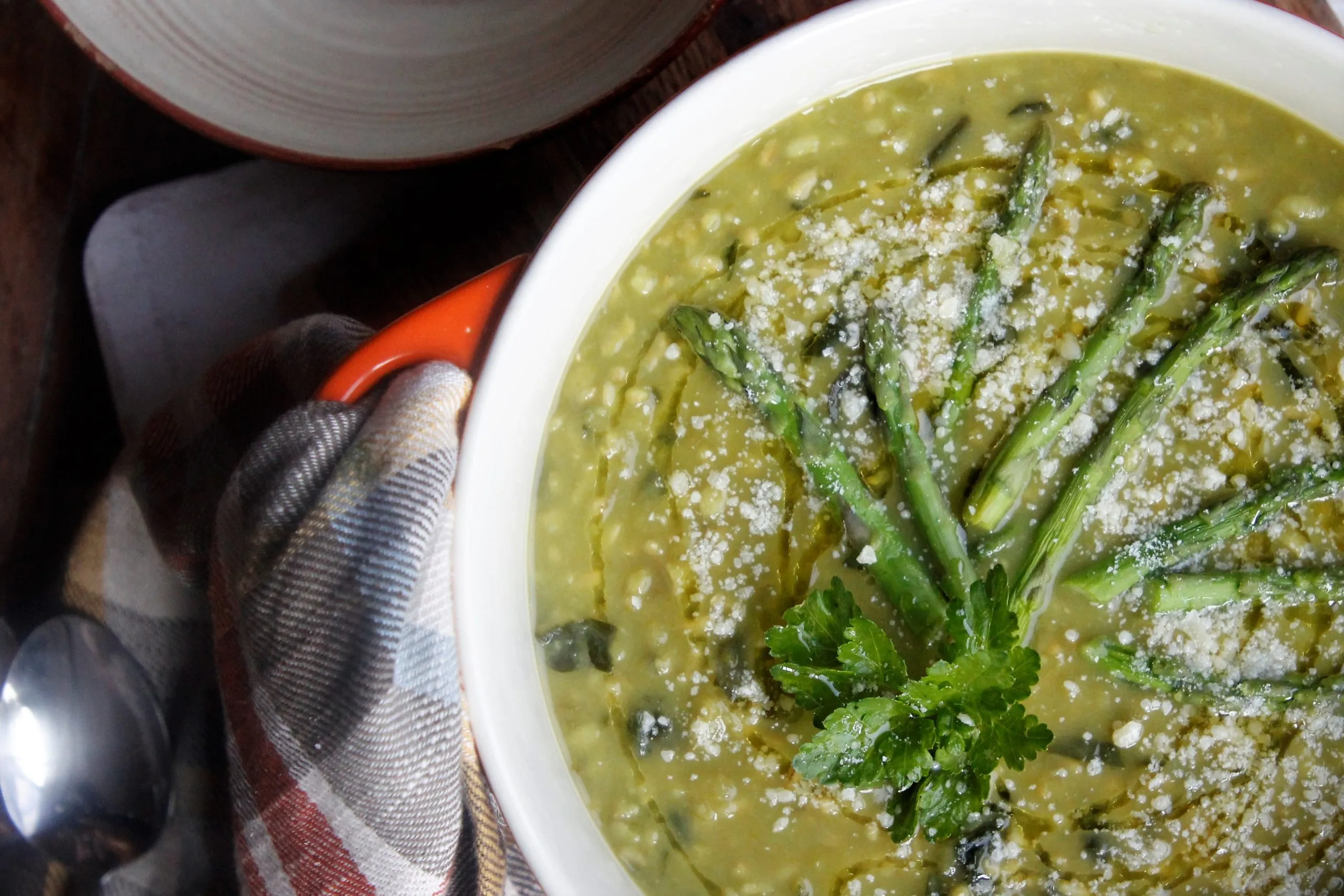 Brown Rice Soup with Asparagus