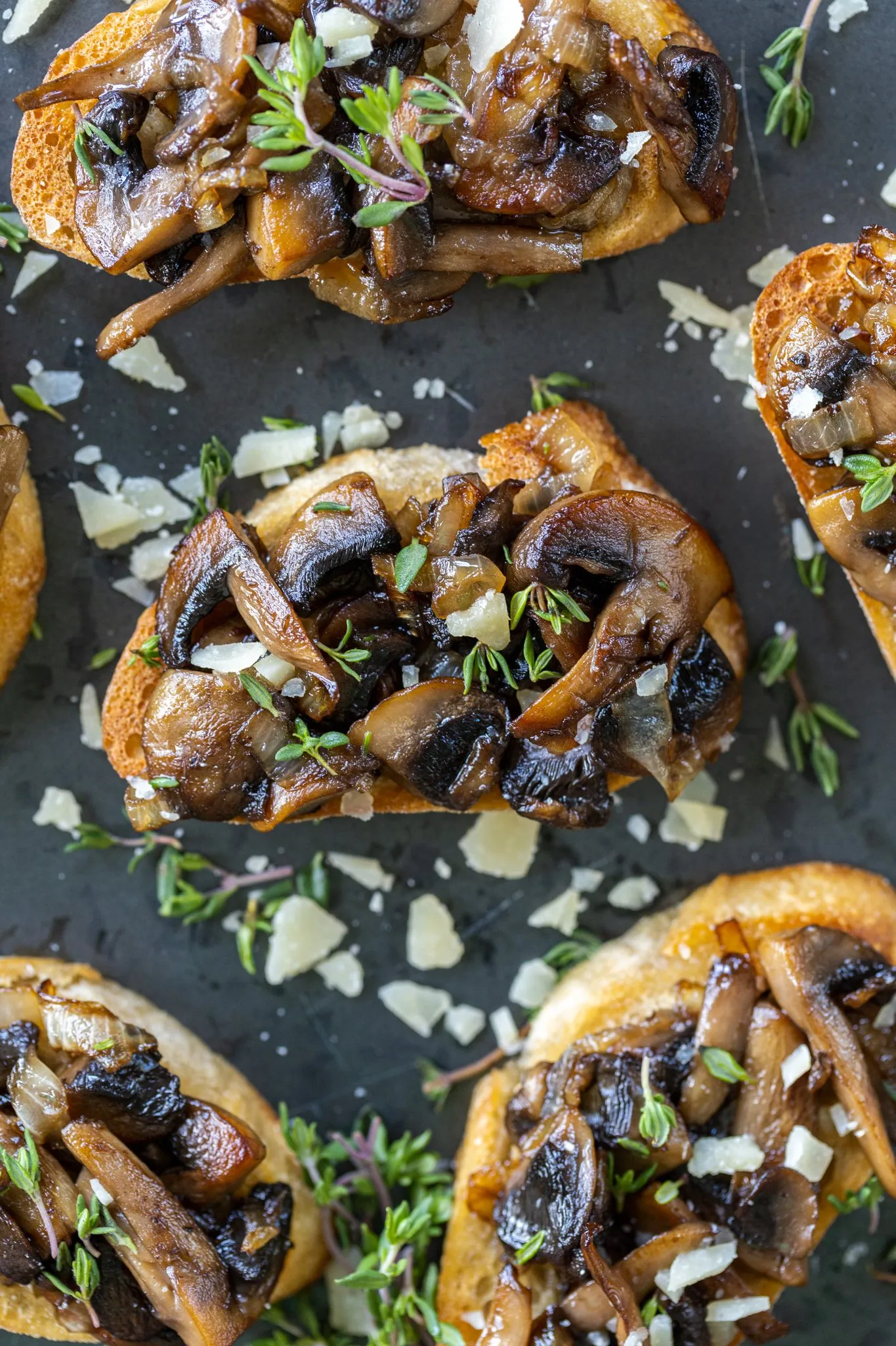 Bruschetta with Skillet Seared Mushrooms and Grana Padano