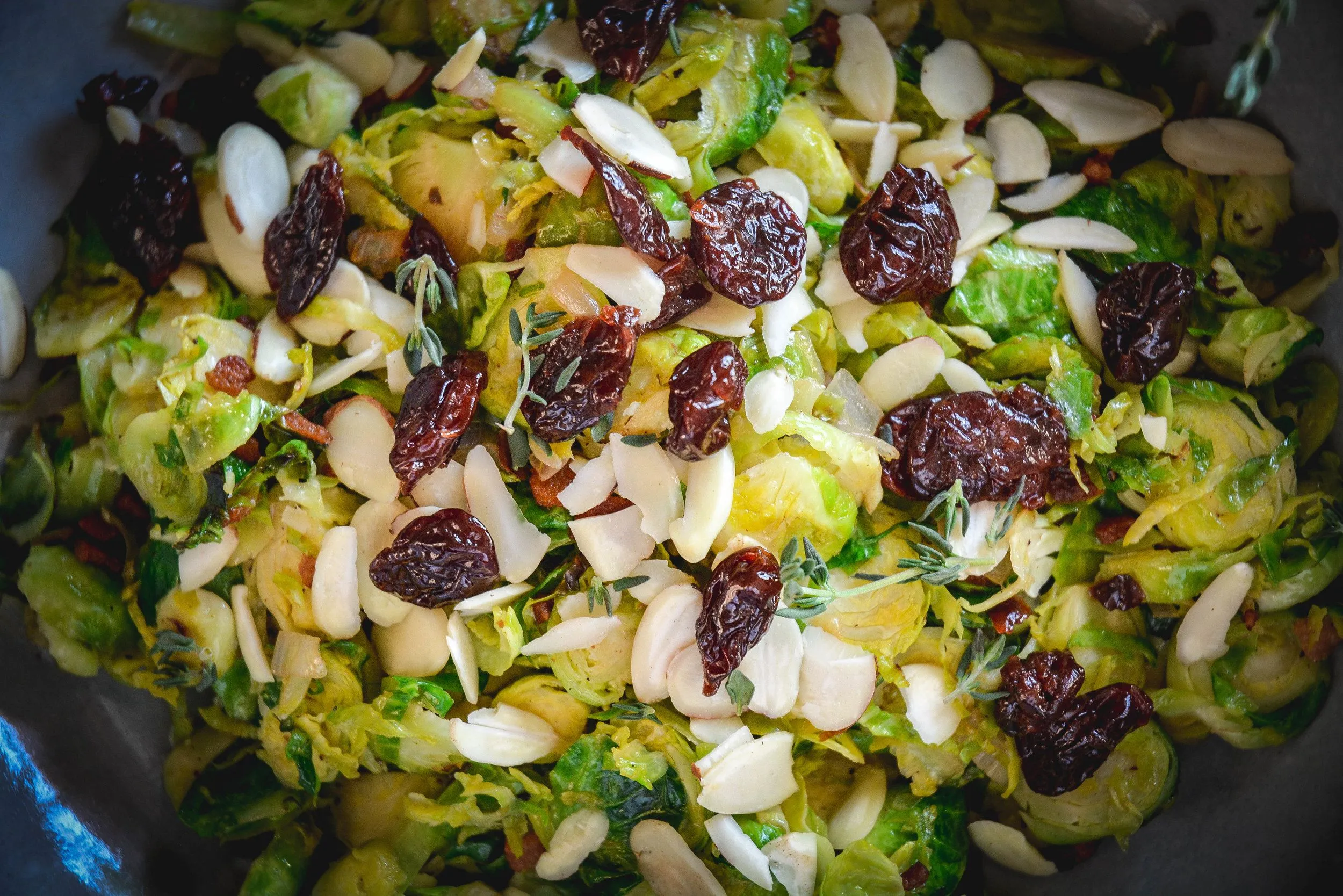 Brussels Sprouts with Bacon, Dried Cherries, and Israeli Couscous