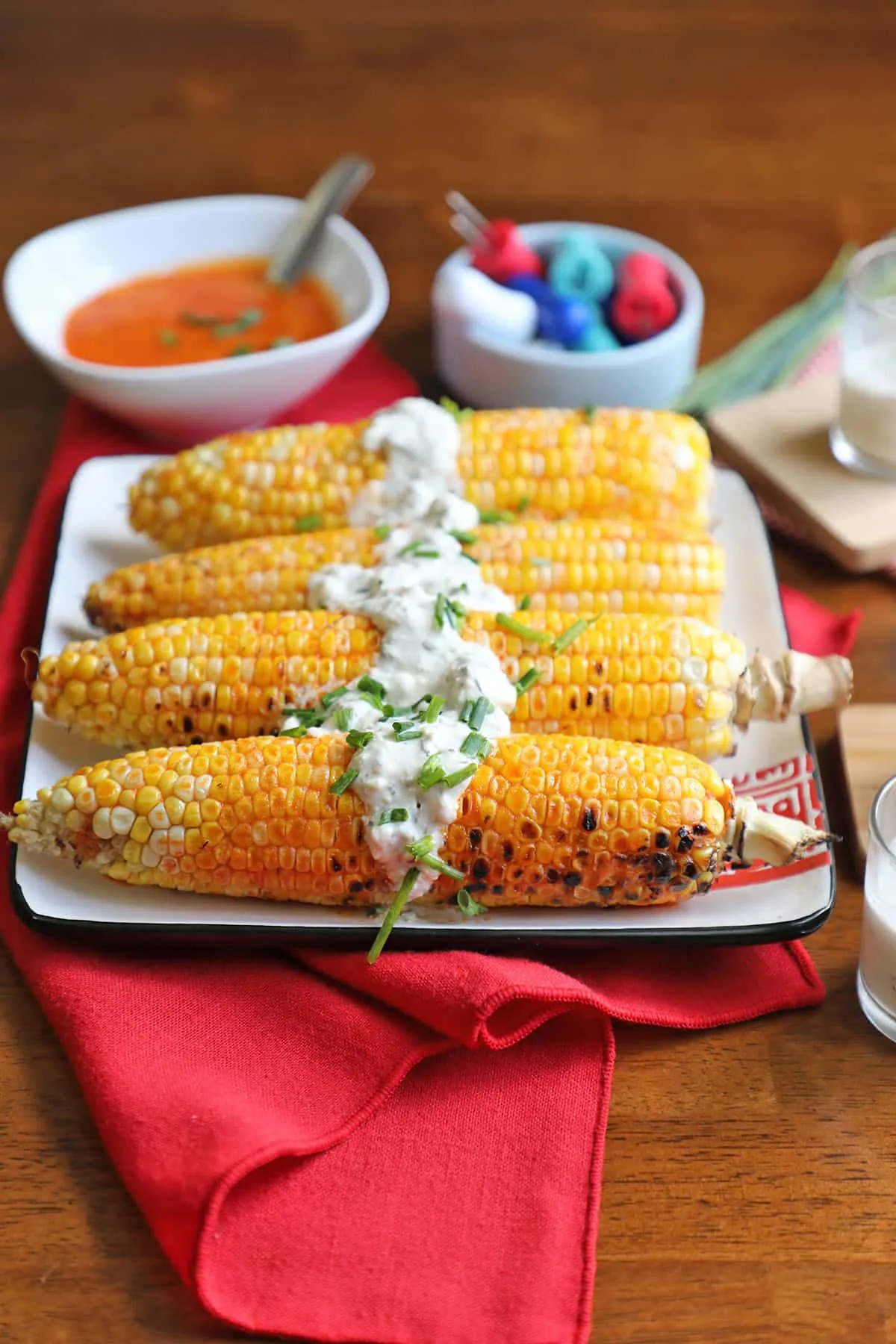 Buffalo Grilled Corn Blue Cheese