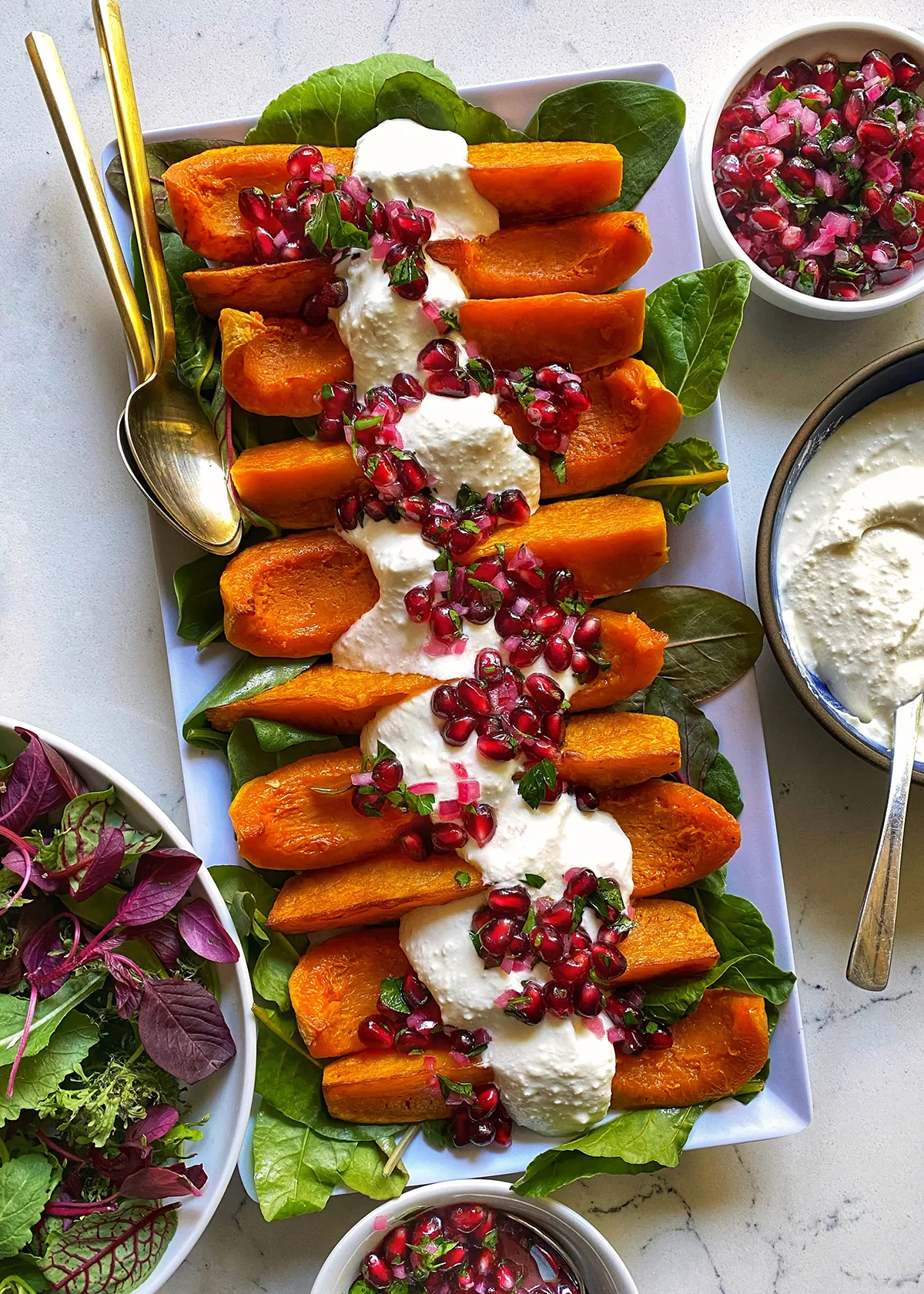 Butternut Squash with Pomegranate and Feta