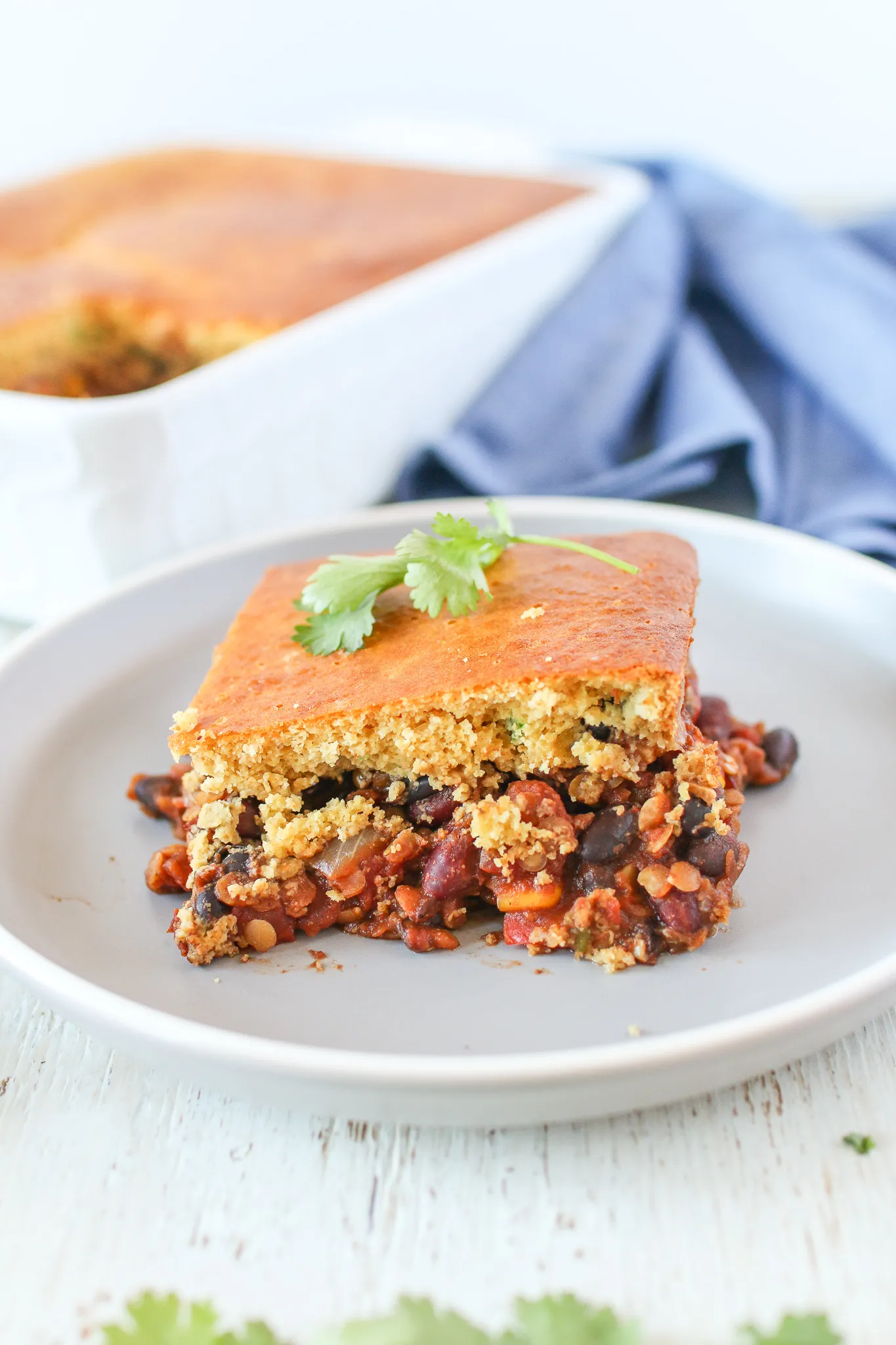 Cajun Lentil Cornbread Casserole