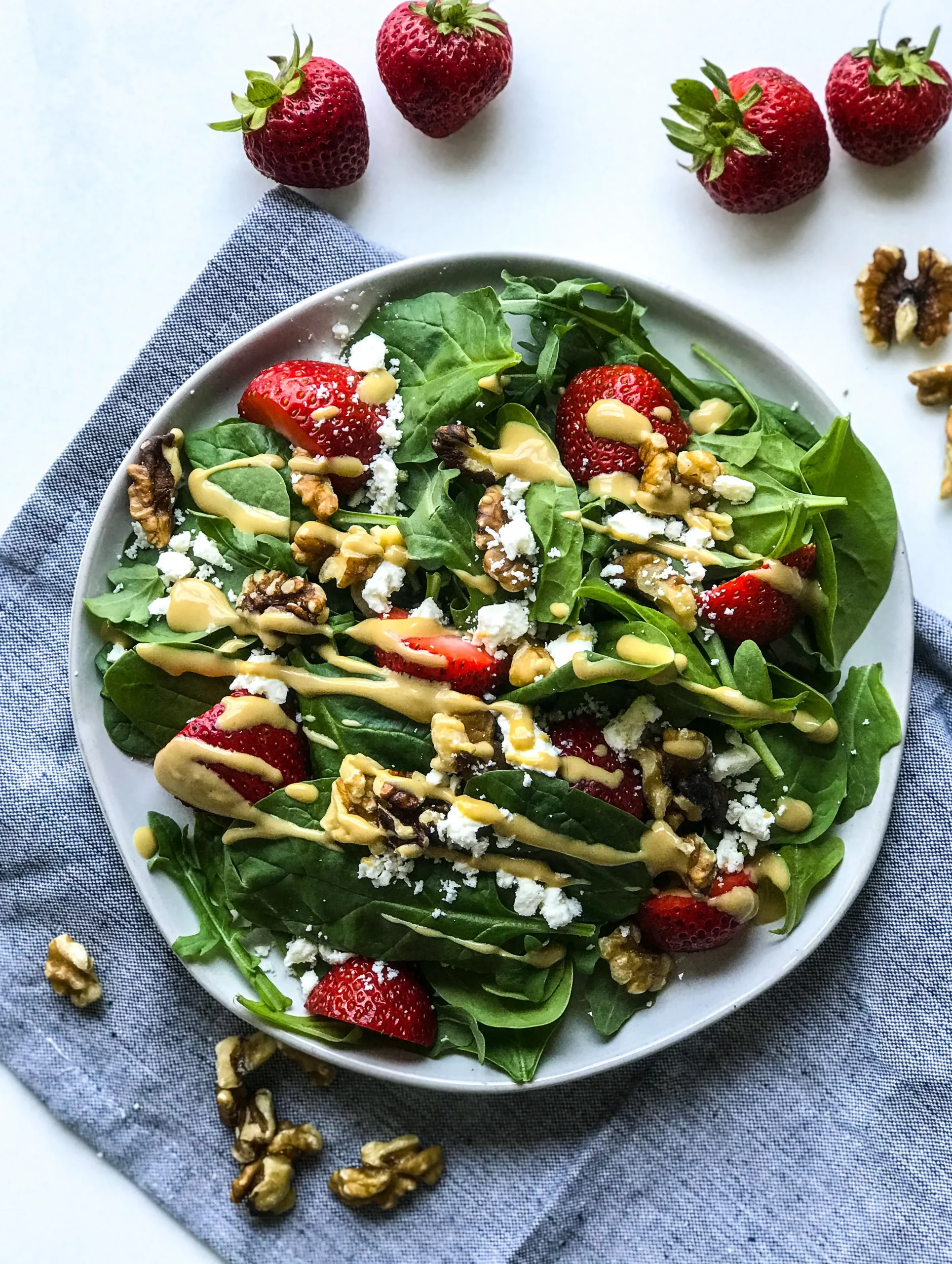 California Club Wrap with Strawberry, Walnut, and Spinach Salad