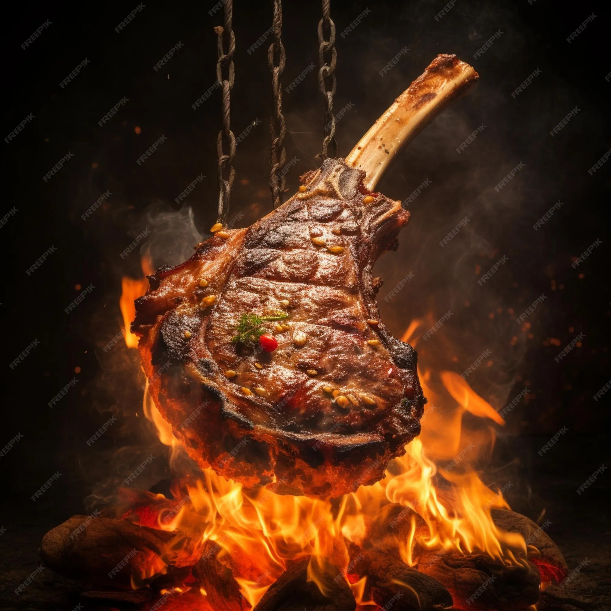 Campfire Grilled Tomahawk Steak