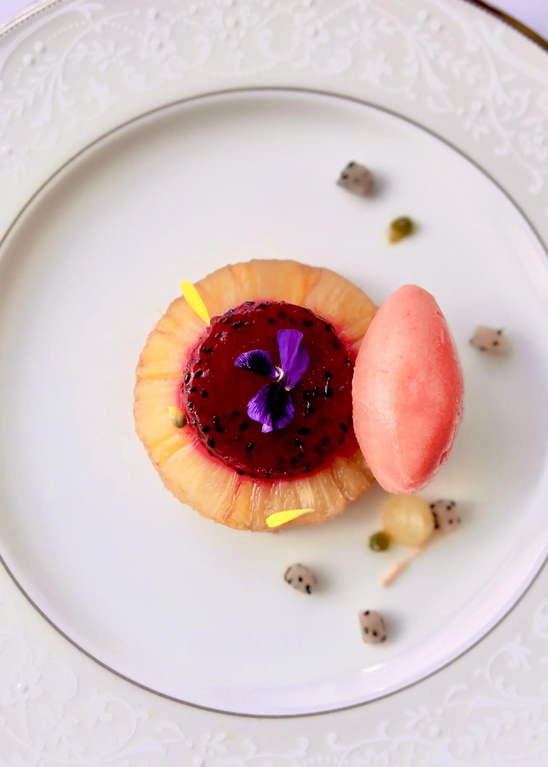 Caramelised Guava with Sorbet