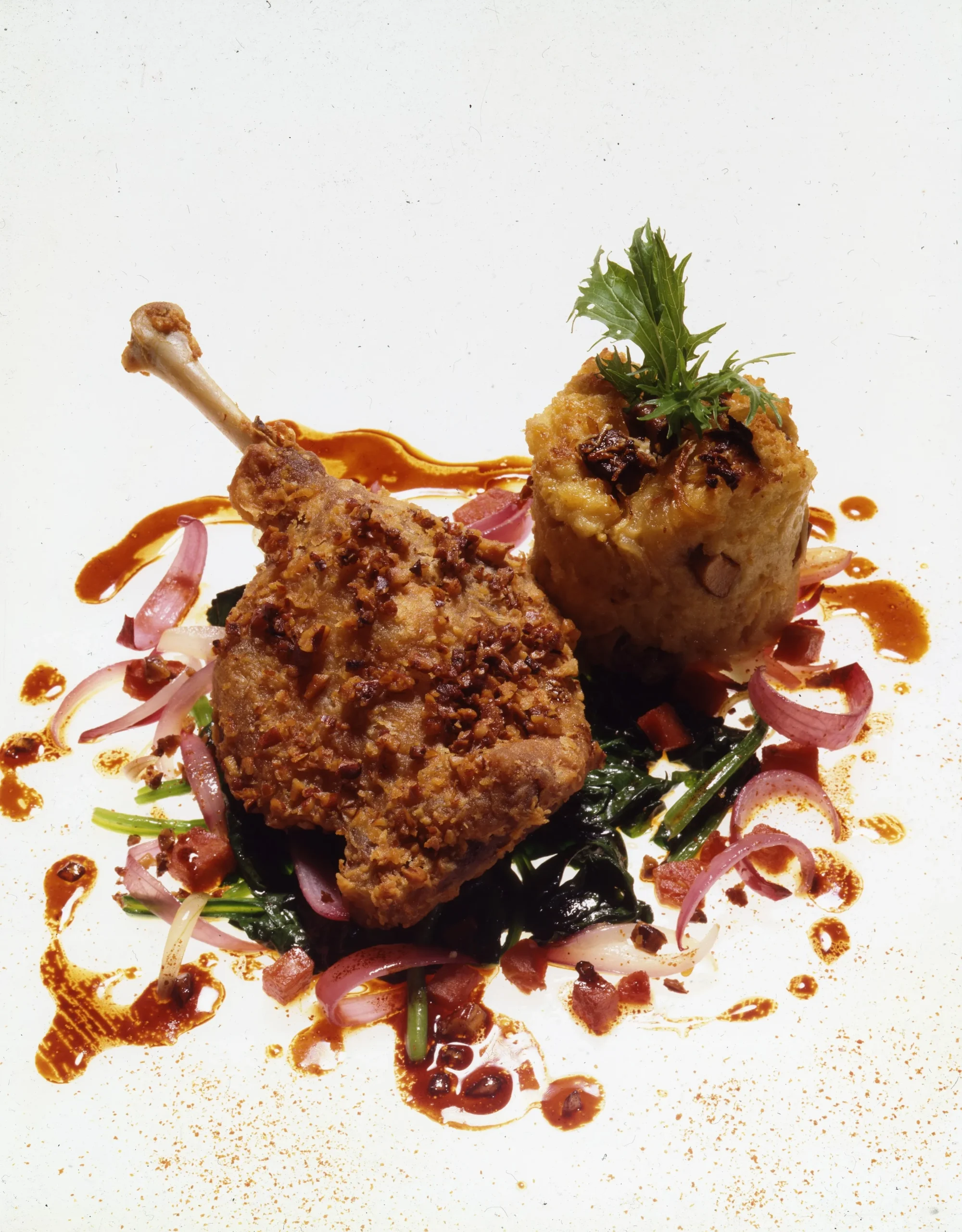 Caramelized Onion and Foie Gras Bread Pudding