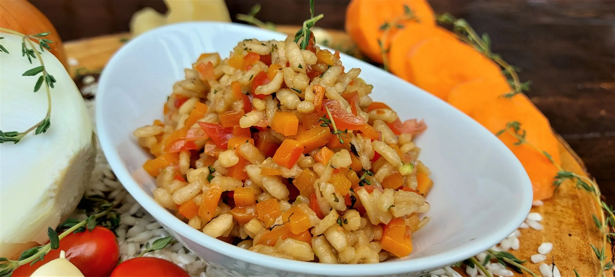 Carrot Cheese and Tomato Risotto