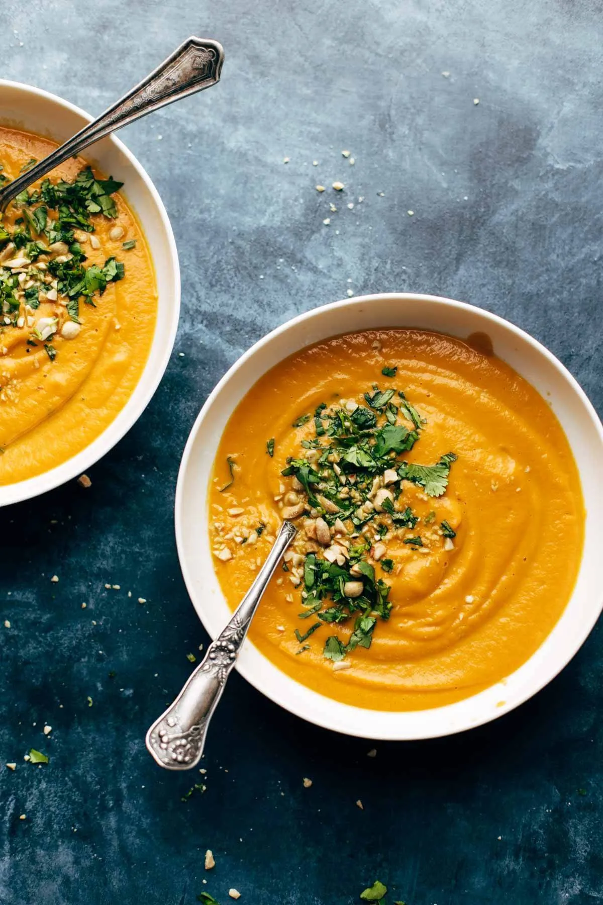 Carrot Soup with Spinach Chiffonade