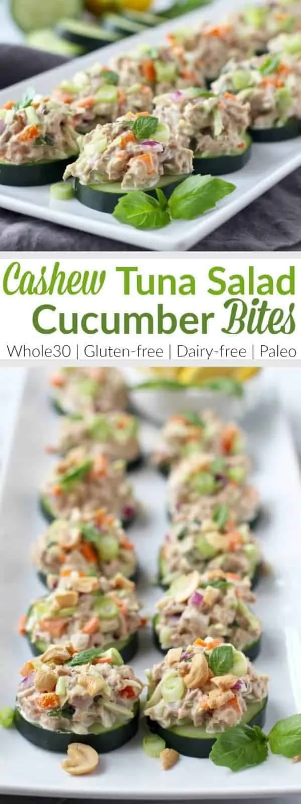 Cashew Tuna Salad Cucumber Bites