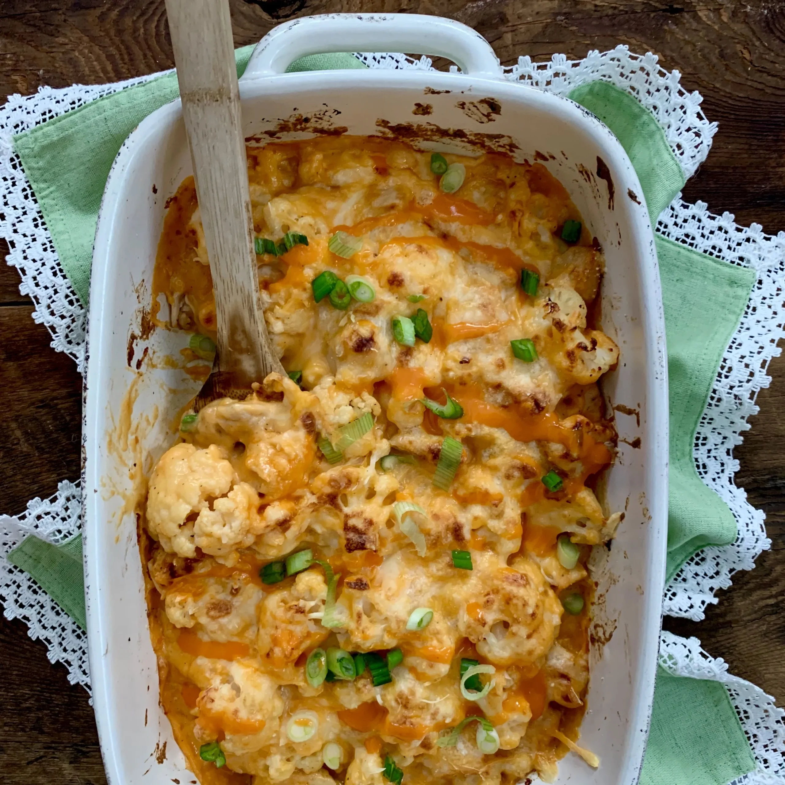 Cheesy Buffalo Ranch Cauliflower Casserole