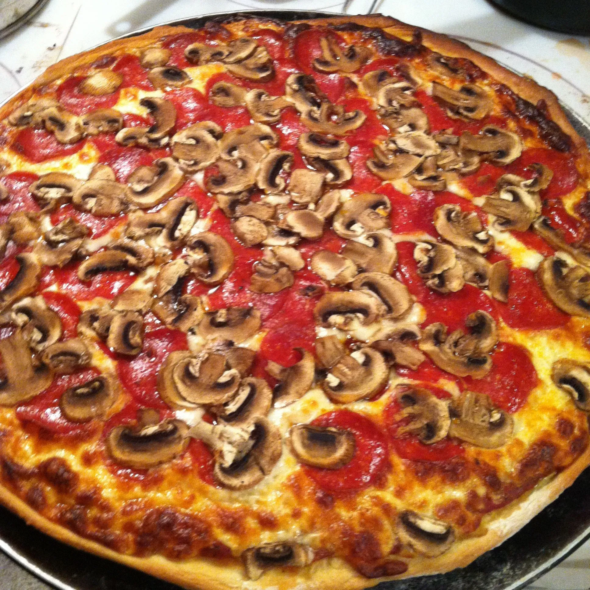 Cheesy Pepperoni Mushroom Pizza