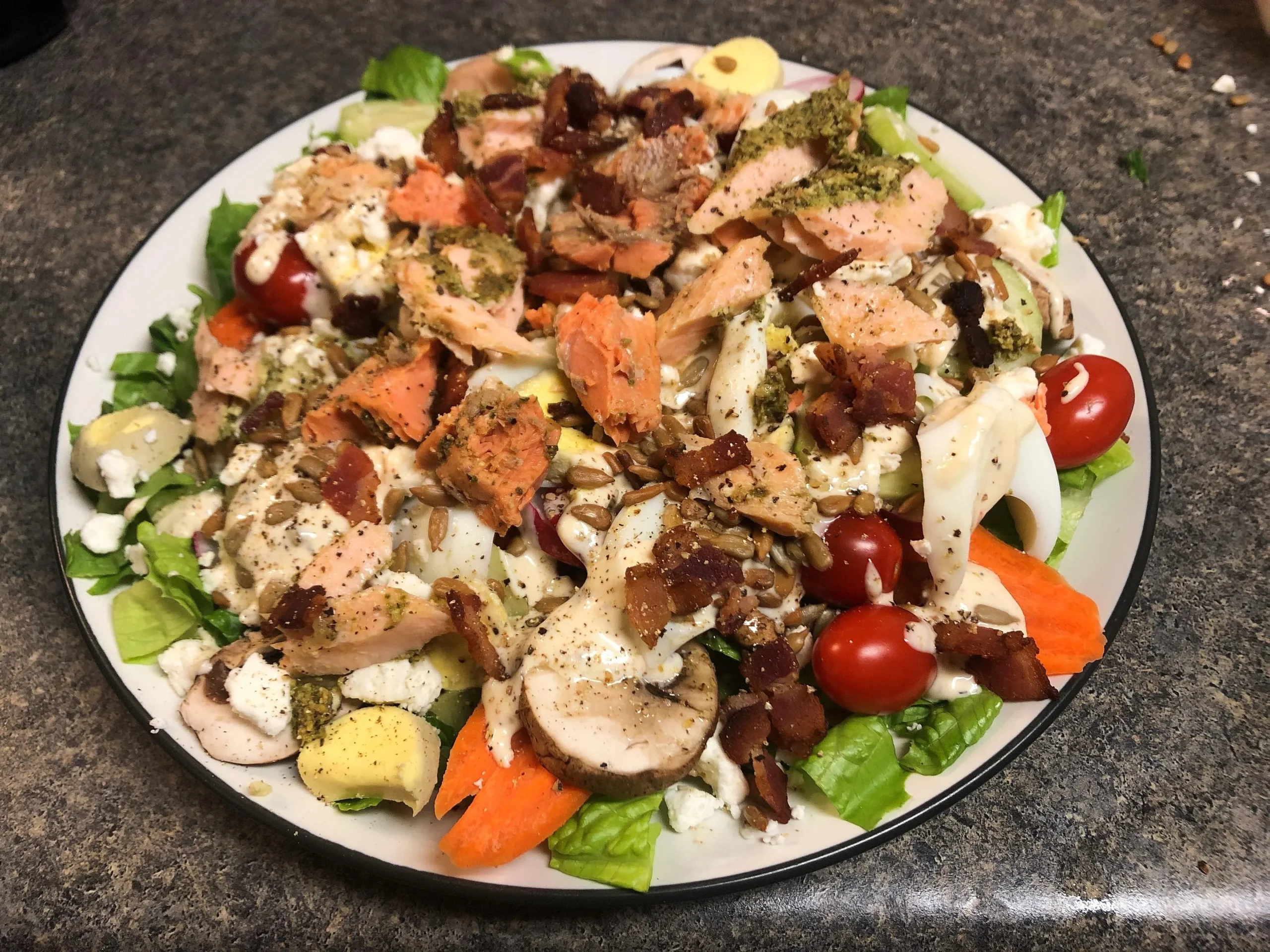 Chef Salad with Poached Salmon