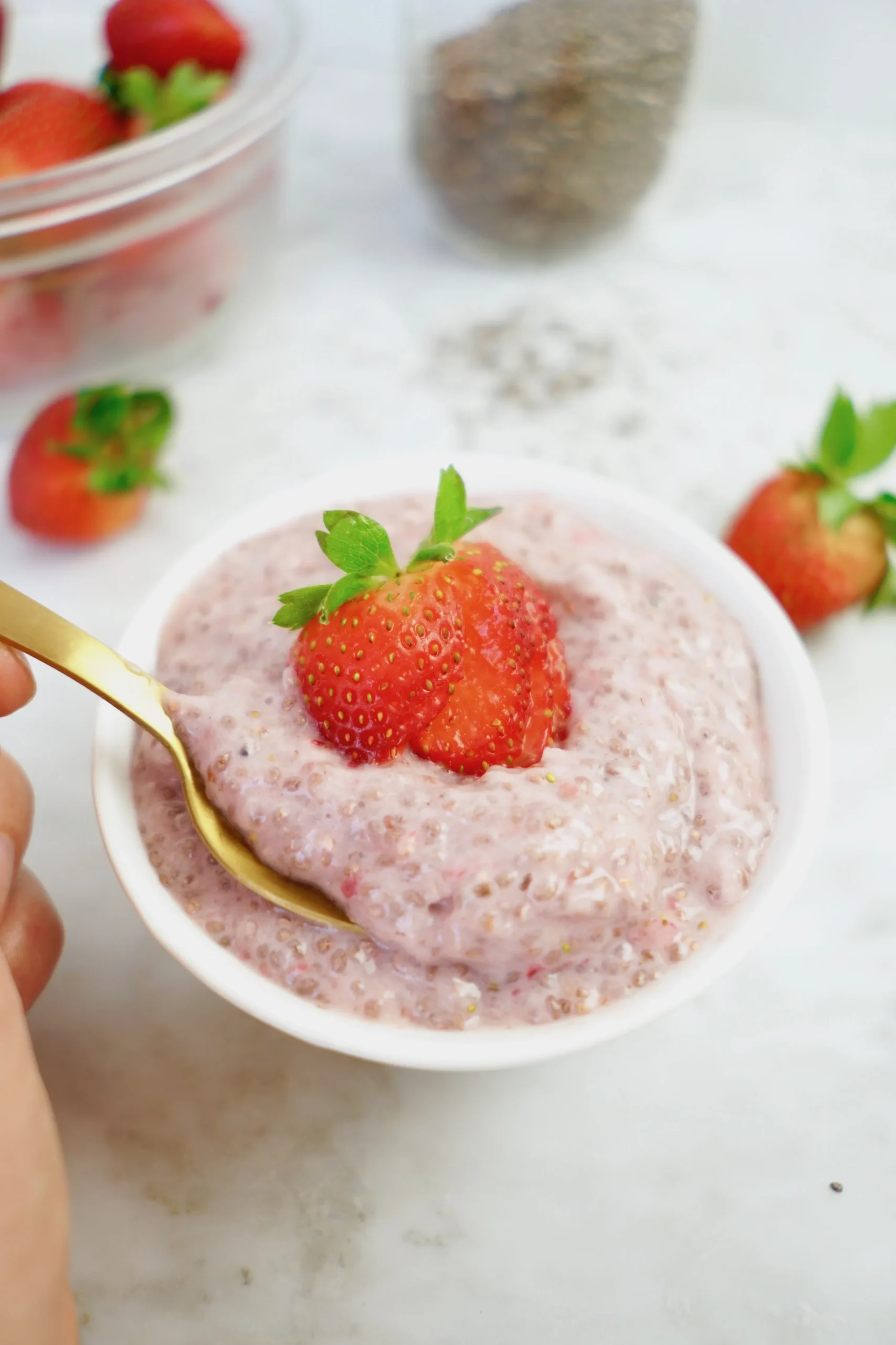Chia Pudding with Granola Strawberry Jam Vegan Gluten Free