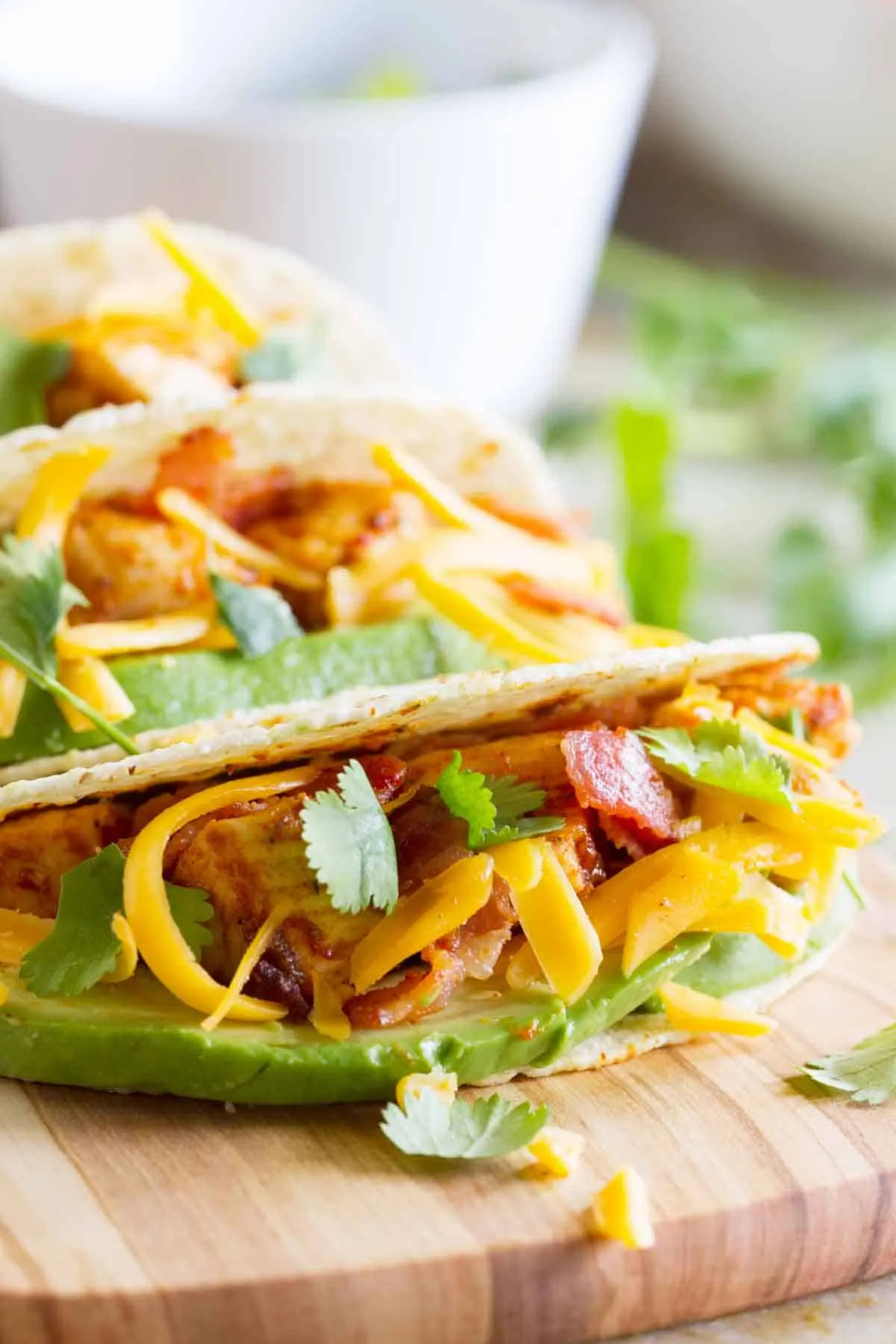 Chicken Bacon Avocado Breakfast Tacos