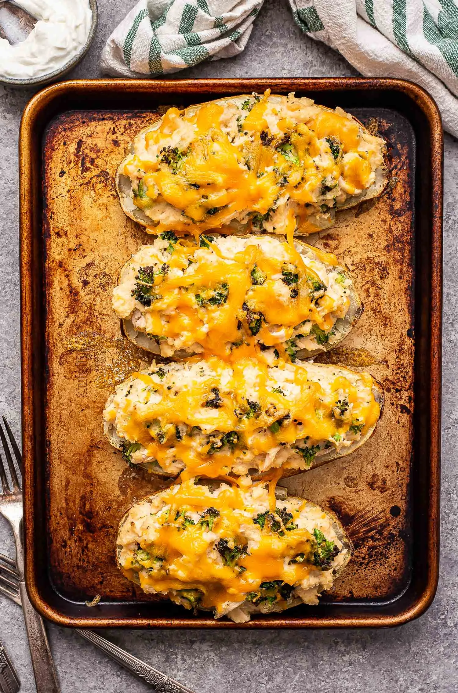 Chicken Broccoli Cheese Stuffed Potatoes