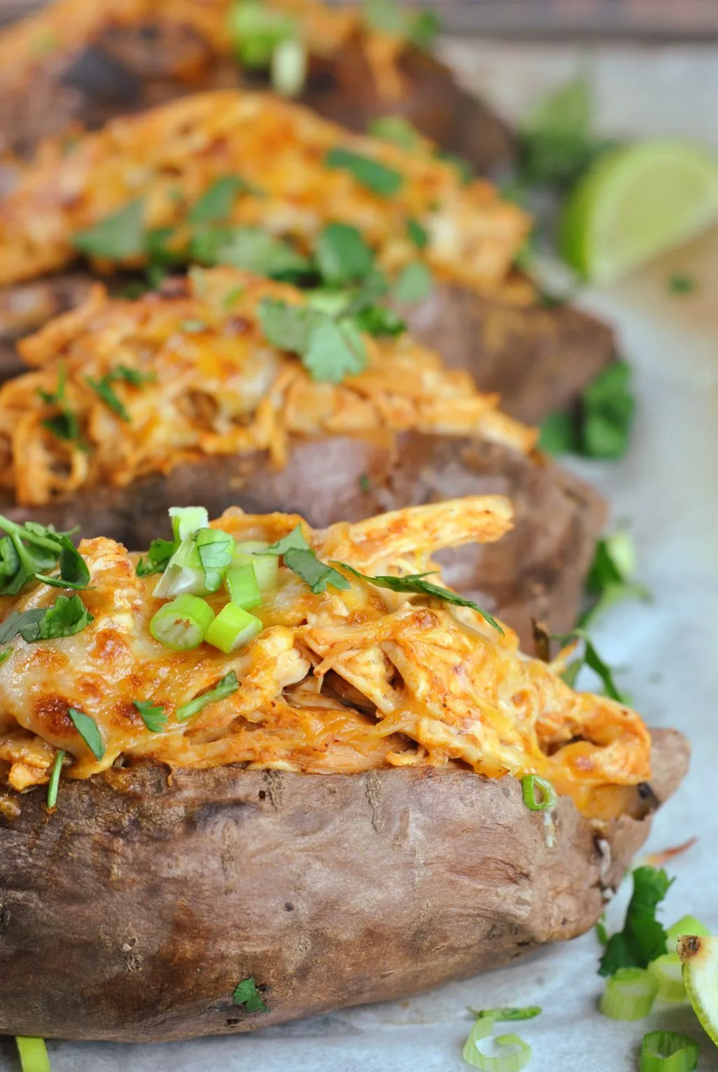 Chicken Enchilada Stuffed Sweet Potatoes